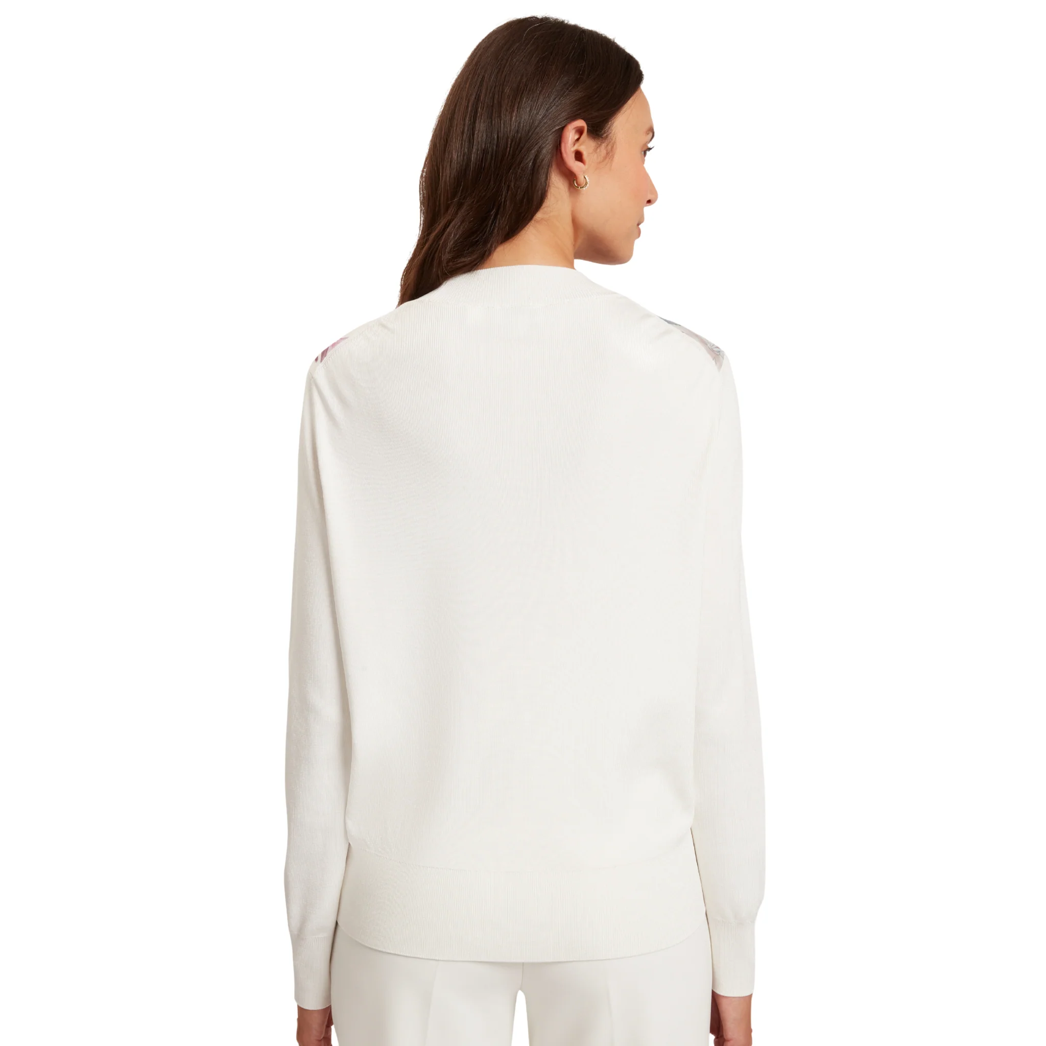 Womens Ted Baker Ivory Jakkia Printed Woven Front Knitted Jumper - Image 4