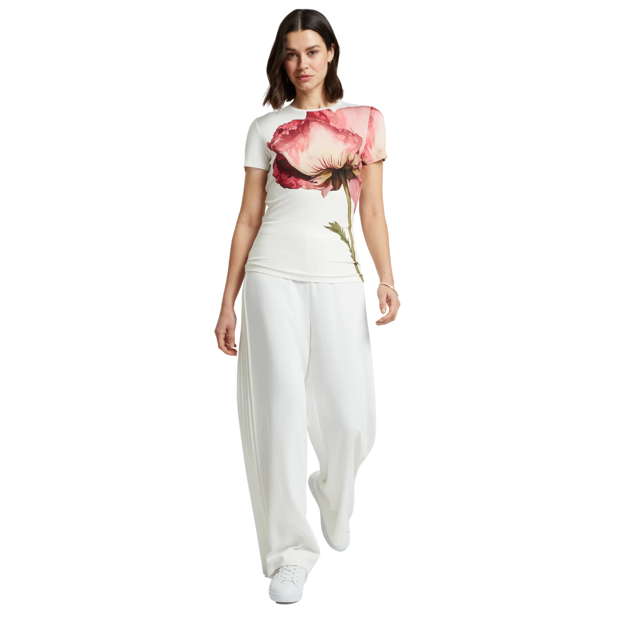 Womens Ted Baker Ivory Obrey Printed Fitted S/s T Shirt - Image 2