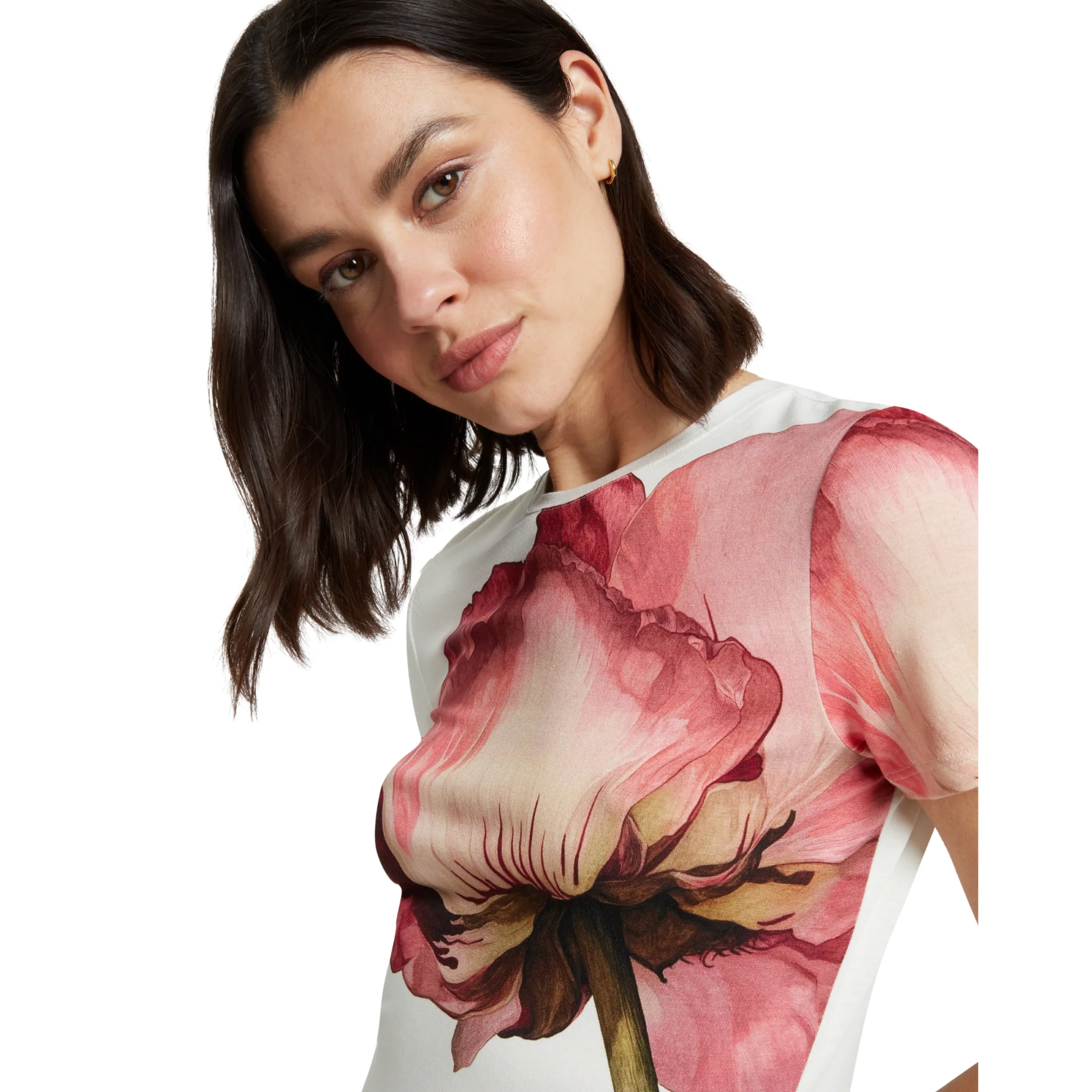Womens Ted Baker Ivory Obrey Printed Fitted S/s T Shirt - Image 5