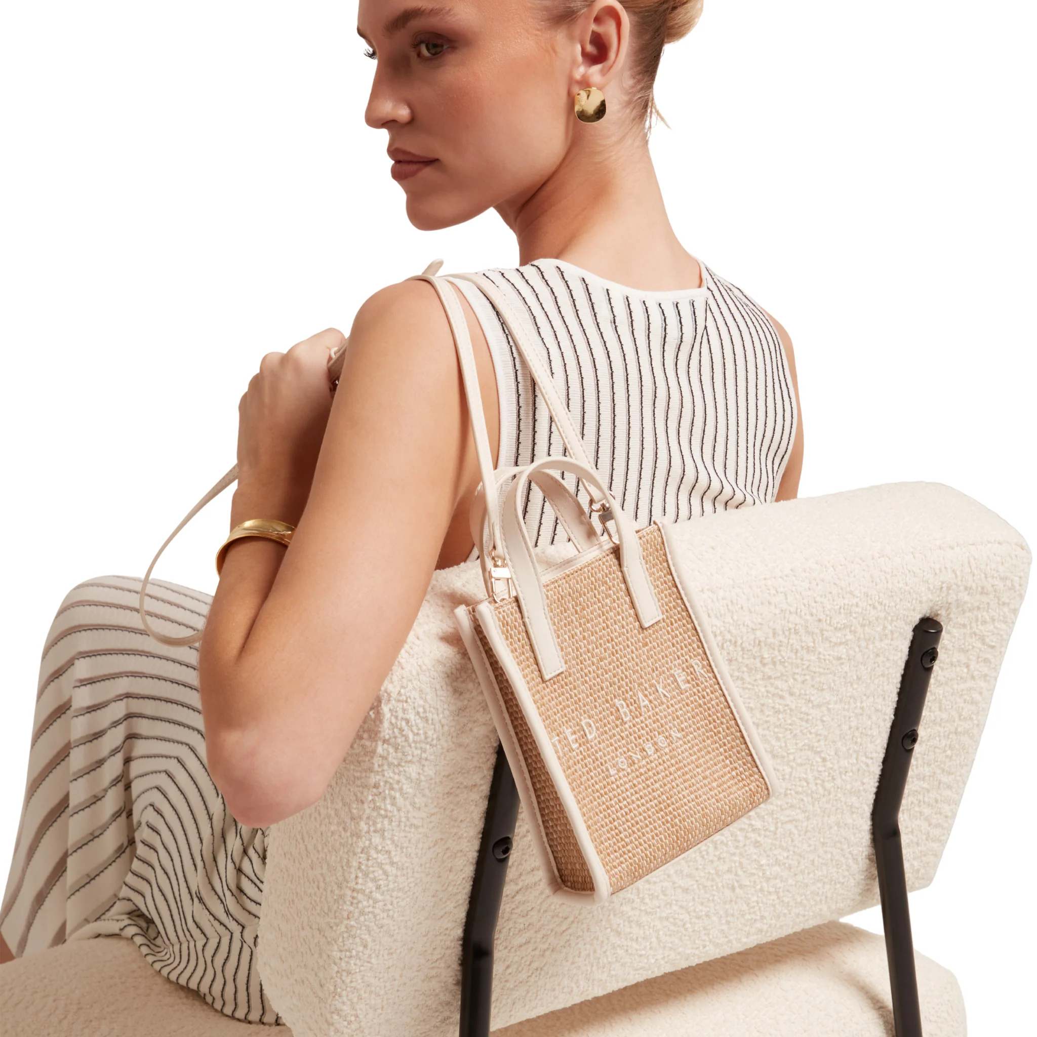 Womens Ted Baker Ivory Paulii Faux Raffia Mini Icon Bag - Image 2