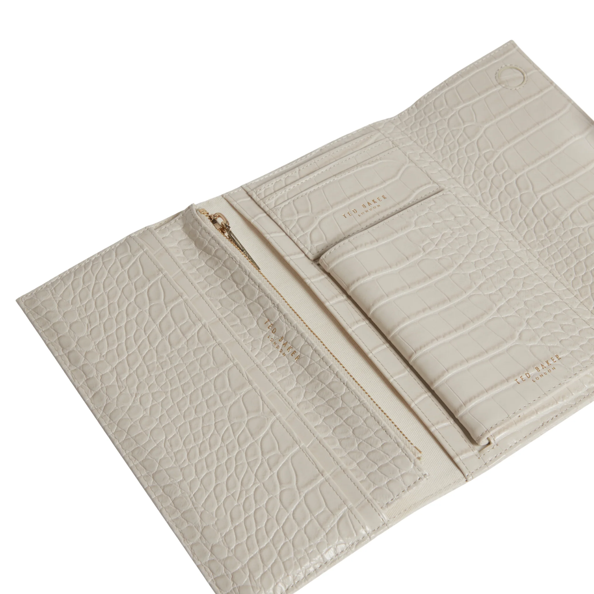 Womens Ted Baker Ivory Viviia Croc Effect Travel Wallet Clutch - Image 2