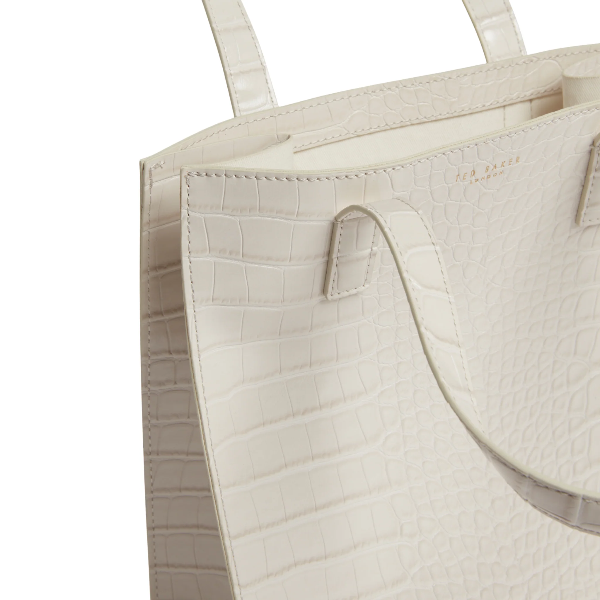 Womens Ted Baker Ivory Wenonaa Croc Effect Small Icon Bag - Image 3