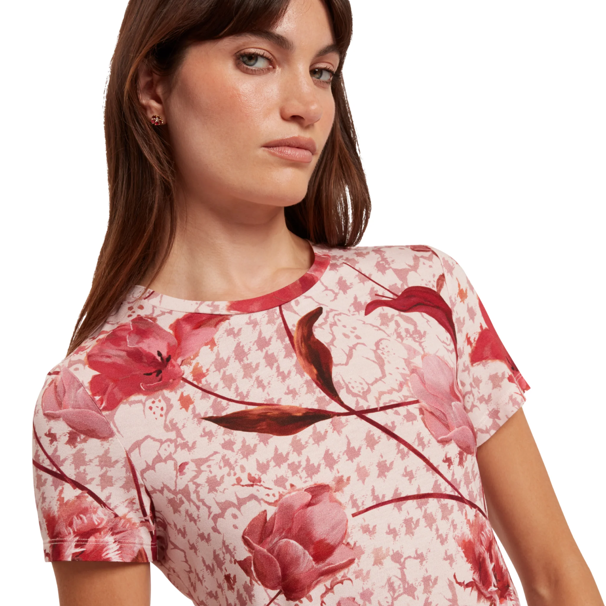 Womens Ted Baker Light Pink Sorrena Floral Printed Fitted S/s T Shirt - Image 2
