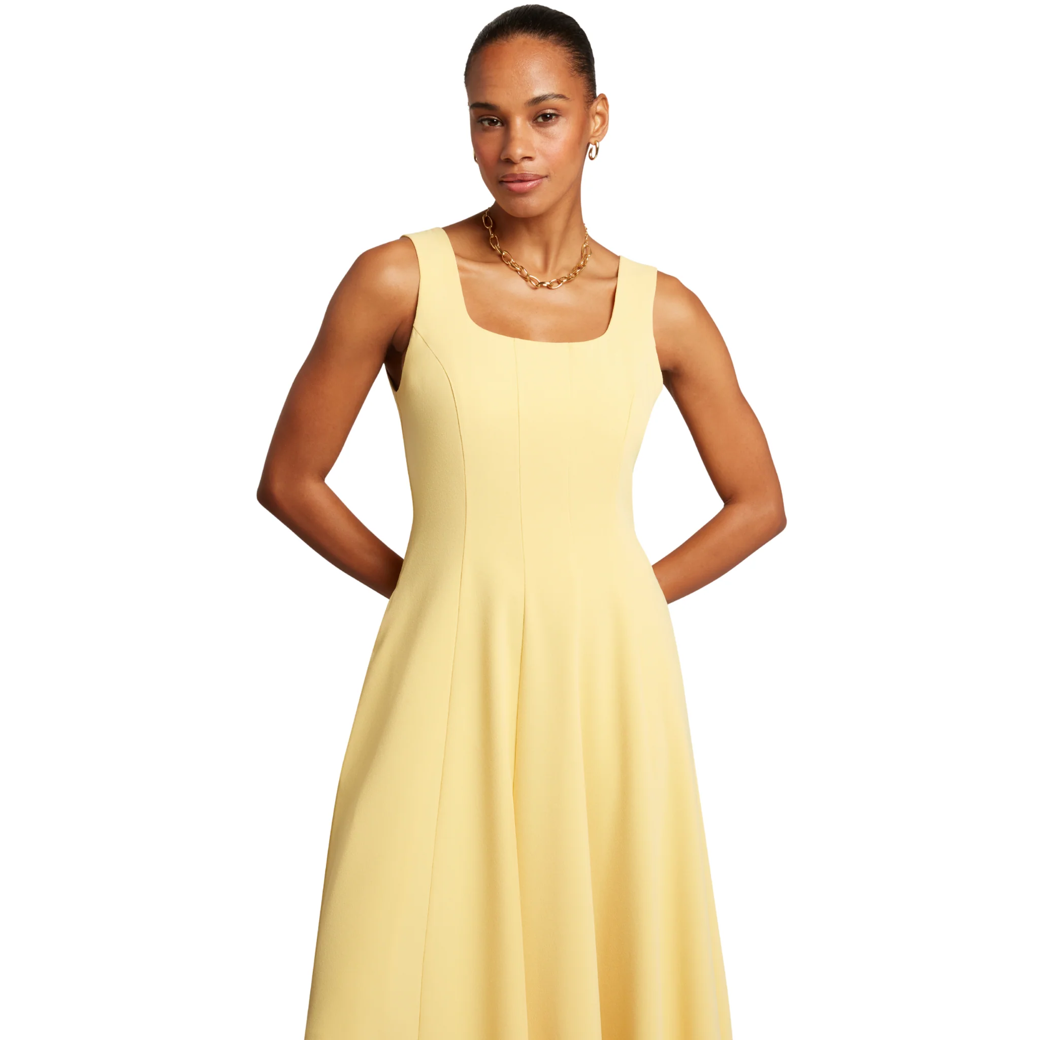 Womens Ted Baker Light Yellow Arlott Panelled Midi Dress - Image 5
