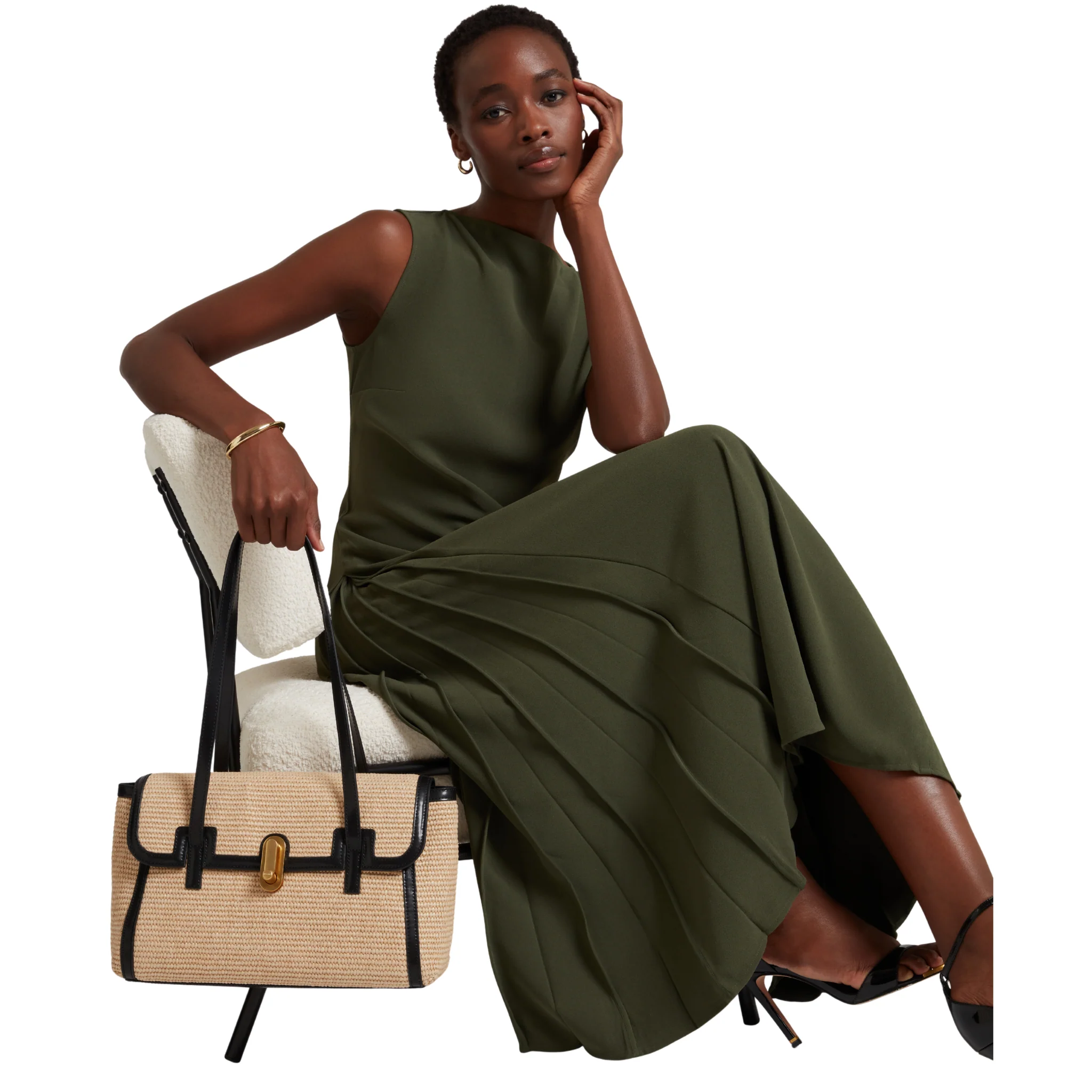 Womens Ted Baker Natural Kkylii Twist Lock Detail Raffia Tote Bag - Image 2