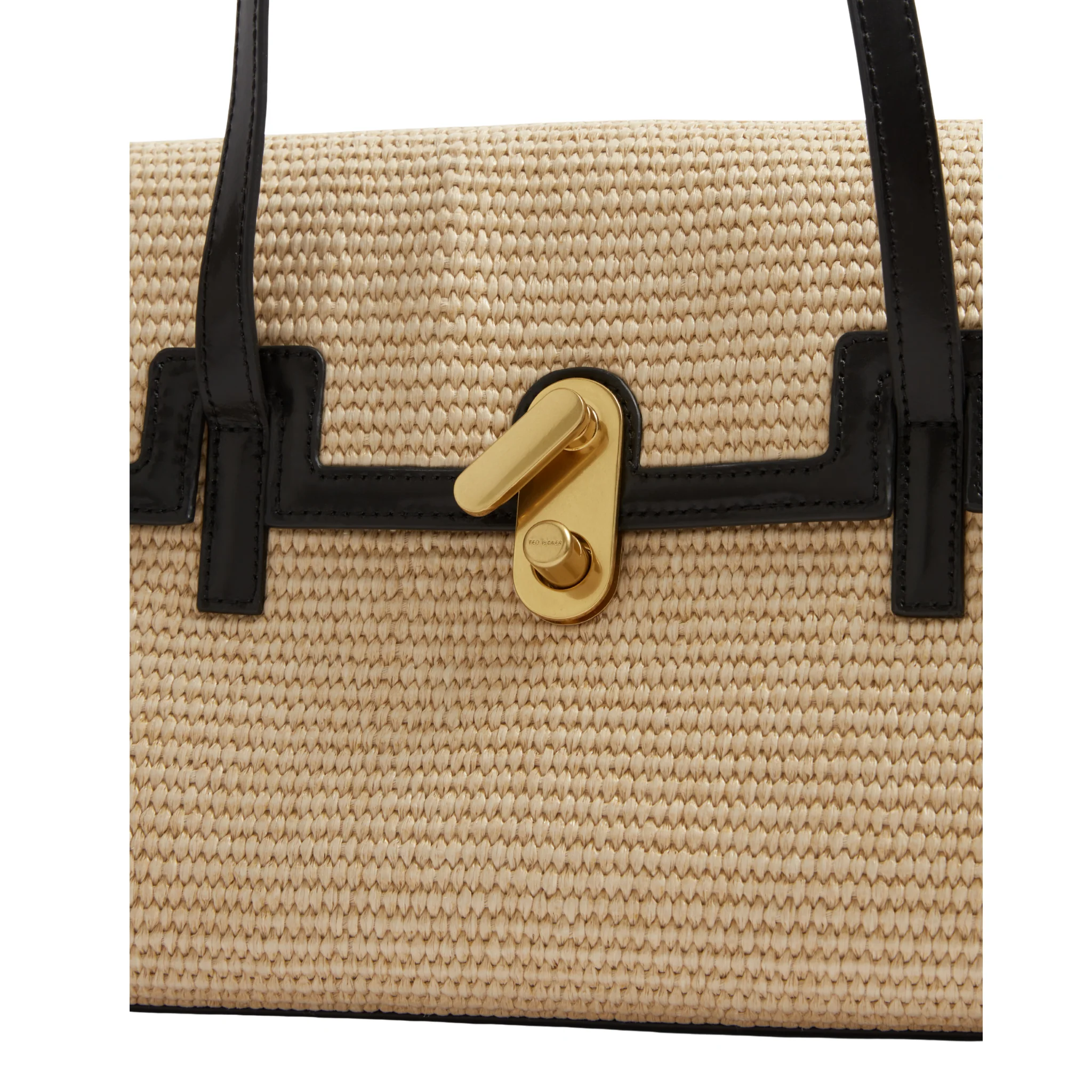 Womens Ted Baker Natural Kkylii Twist Lock Detail Raffia Tote Bag - Image 3