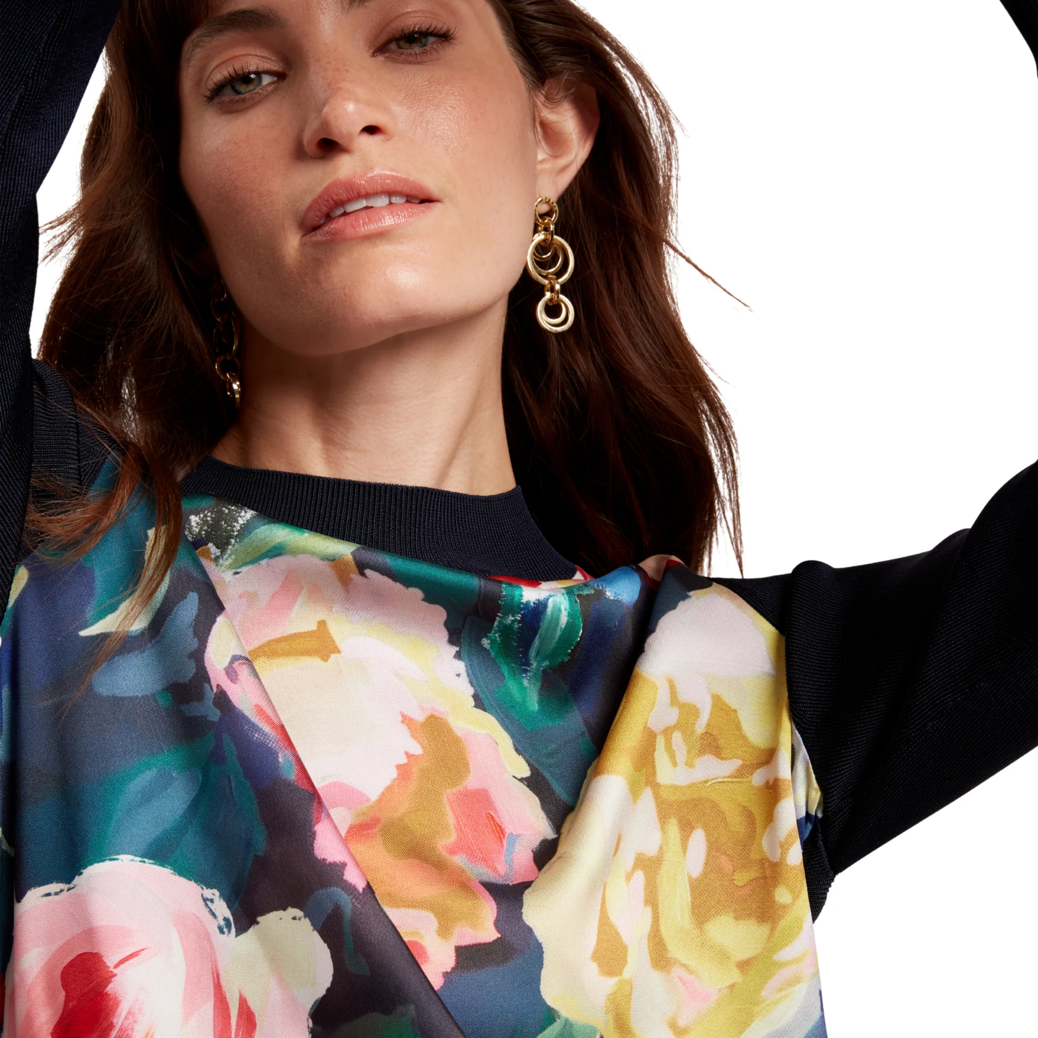 Womens Ted Baker Navy Remmiia Printed Woven Front Knitted Jumper - Image 2