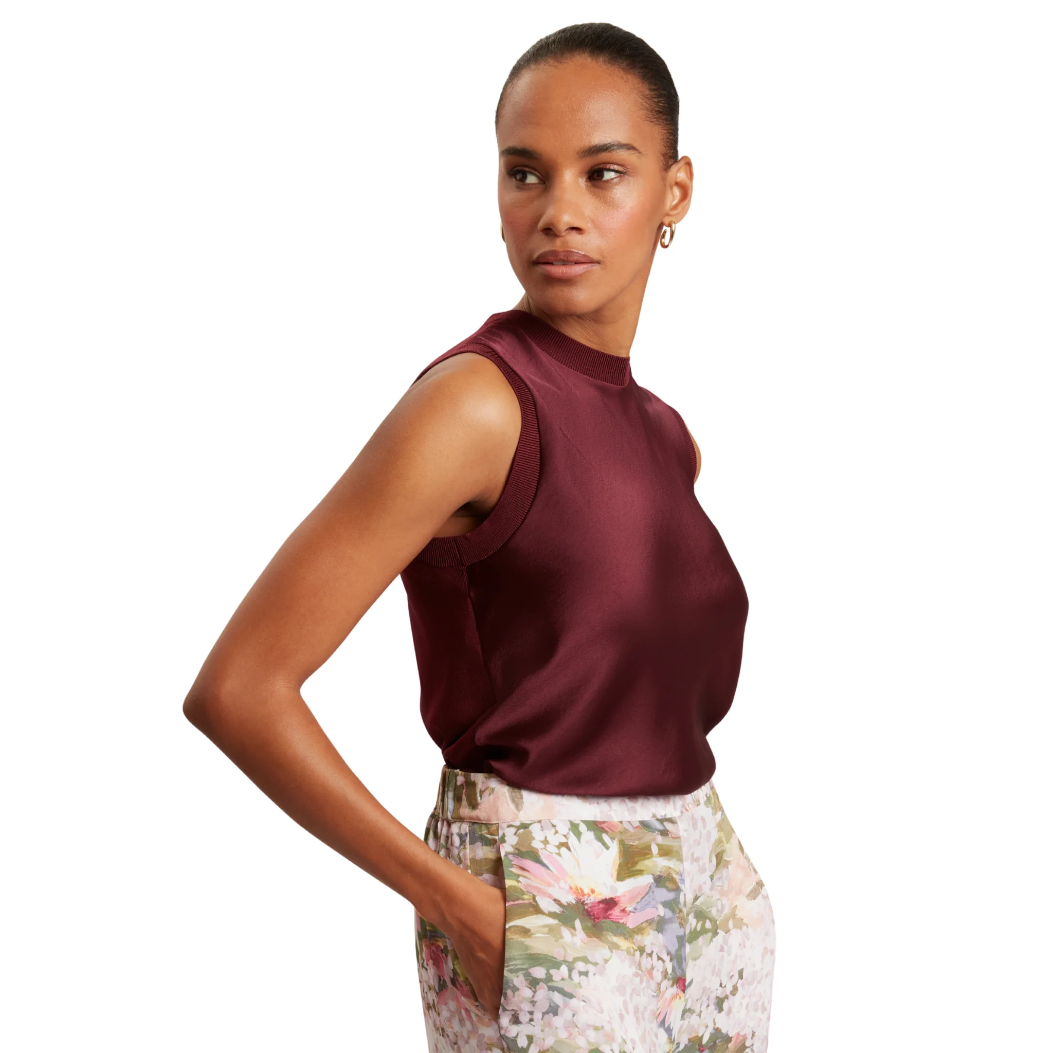 Womens Ted Baker Oxblood Blarnie Ribbed Tank Top - Image 2