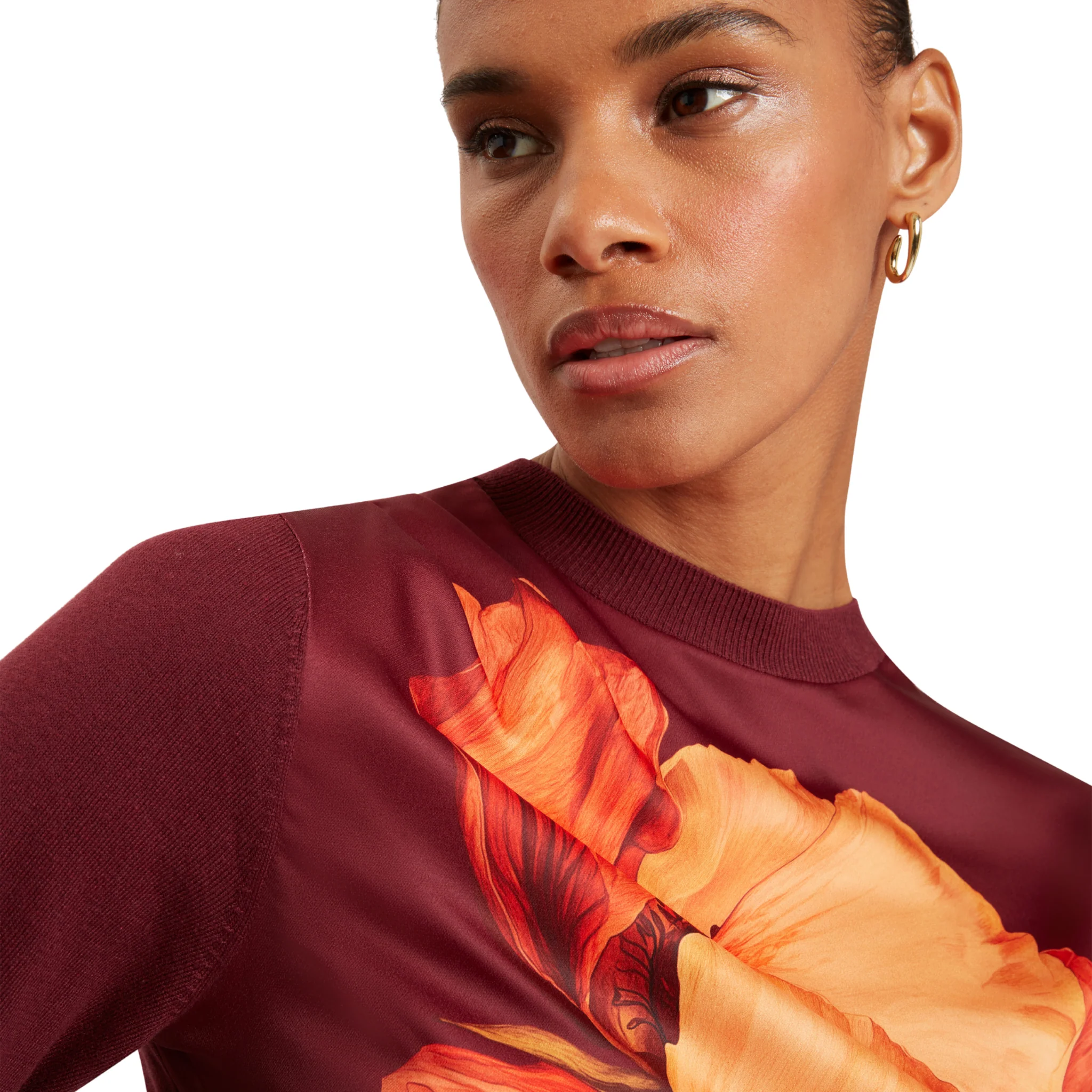 Womens Ted Baker Oxblood Niforia Floral Print High Neck Sweater - Image 6