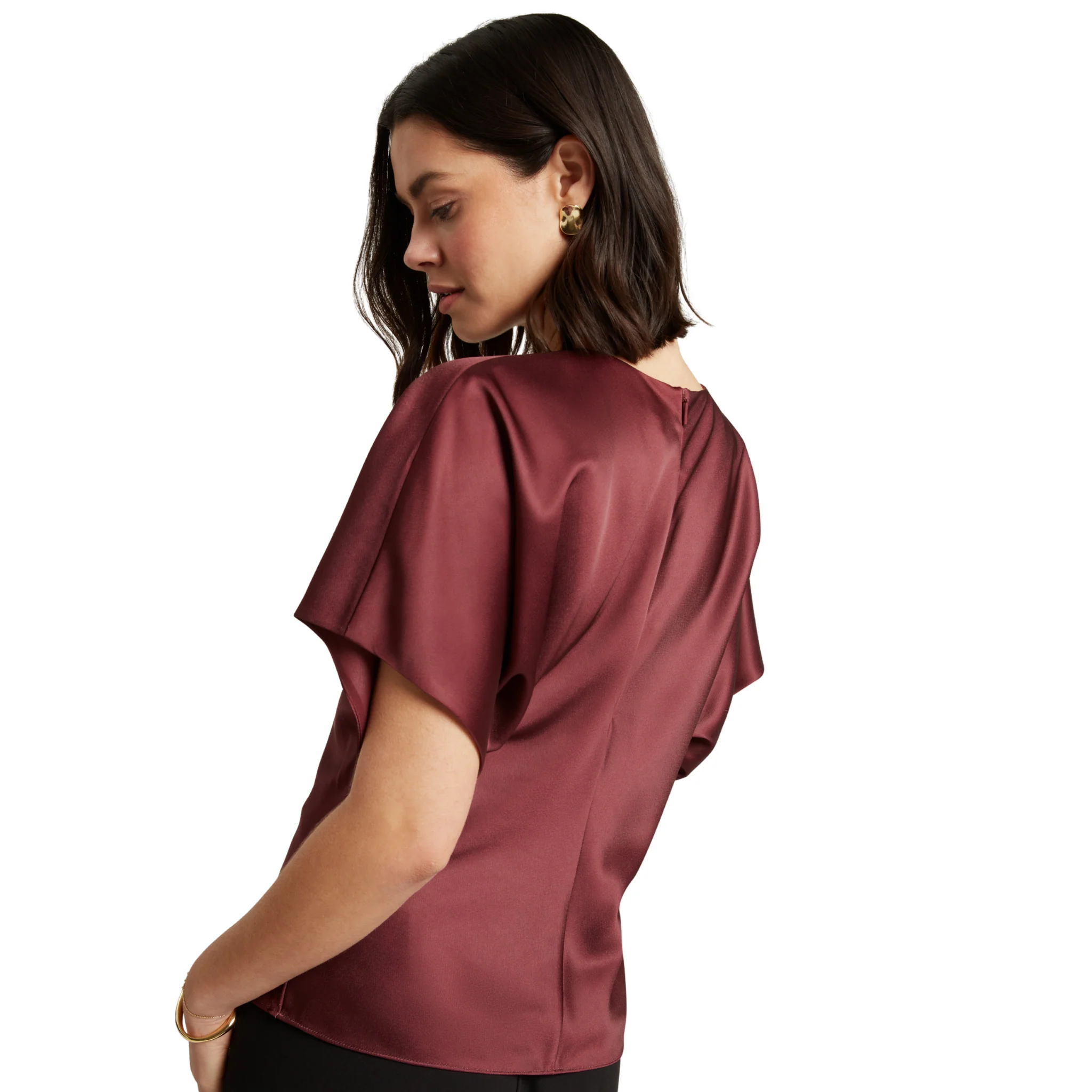Womens Ted Baker Oxblood Orvanaa Print Slouch Waist Top - Image 3