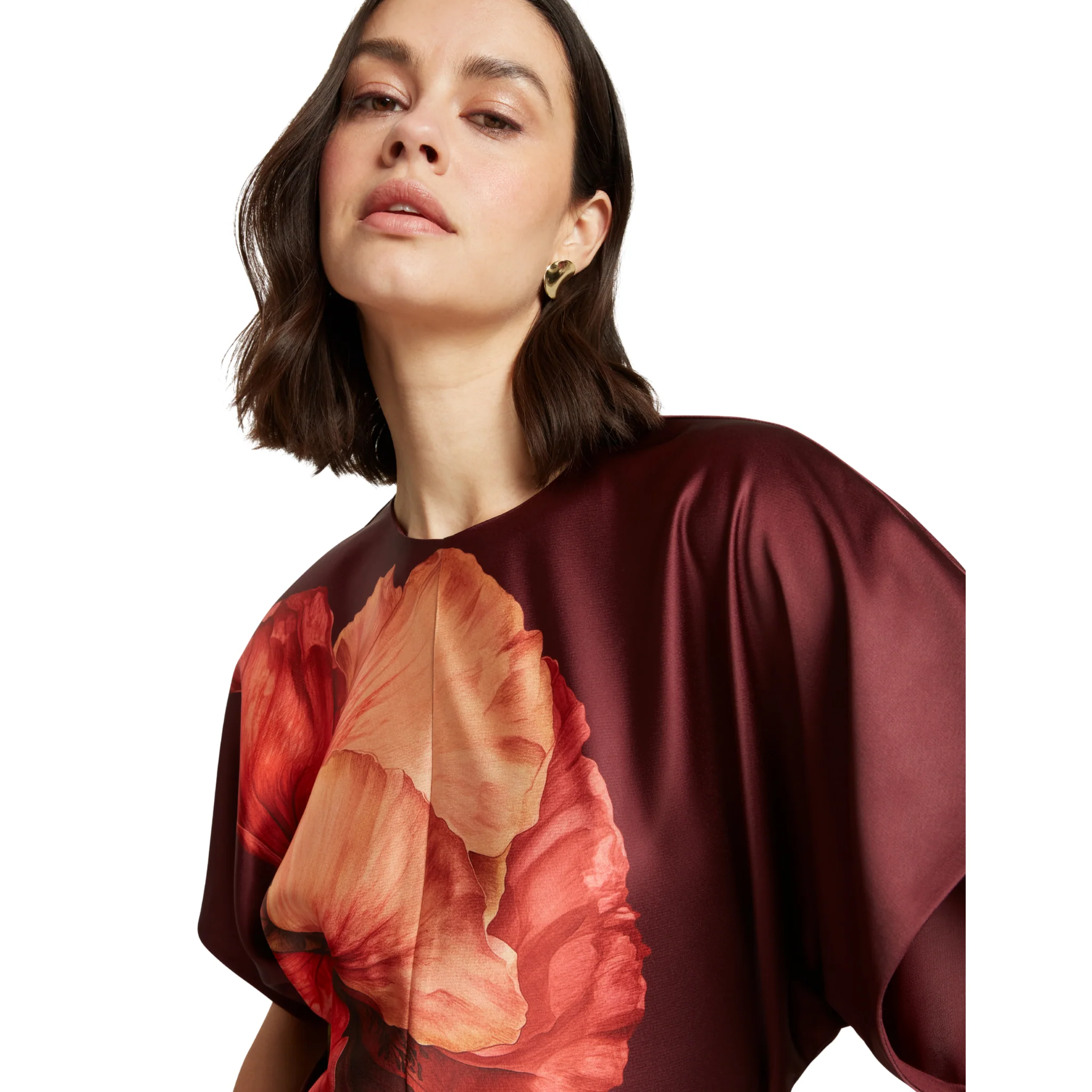 Womens Ted Baker Oxblood Orvanaa Print Slouch Waist Top - Image 4