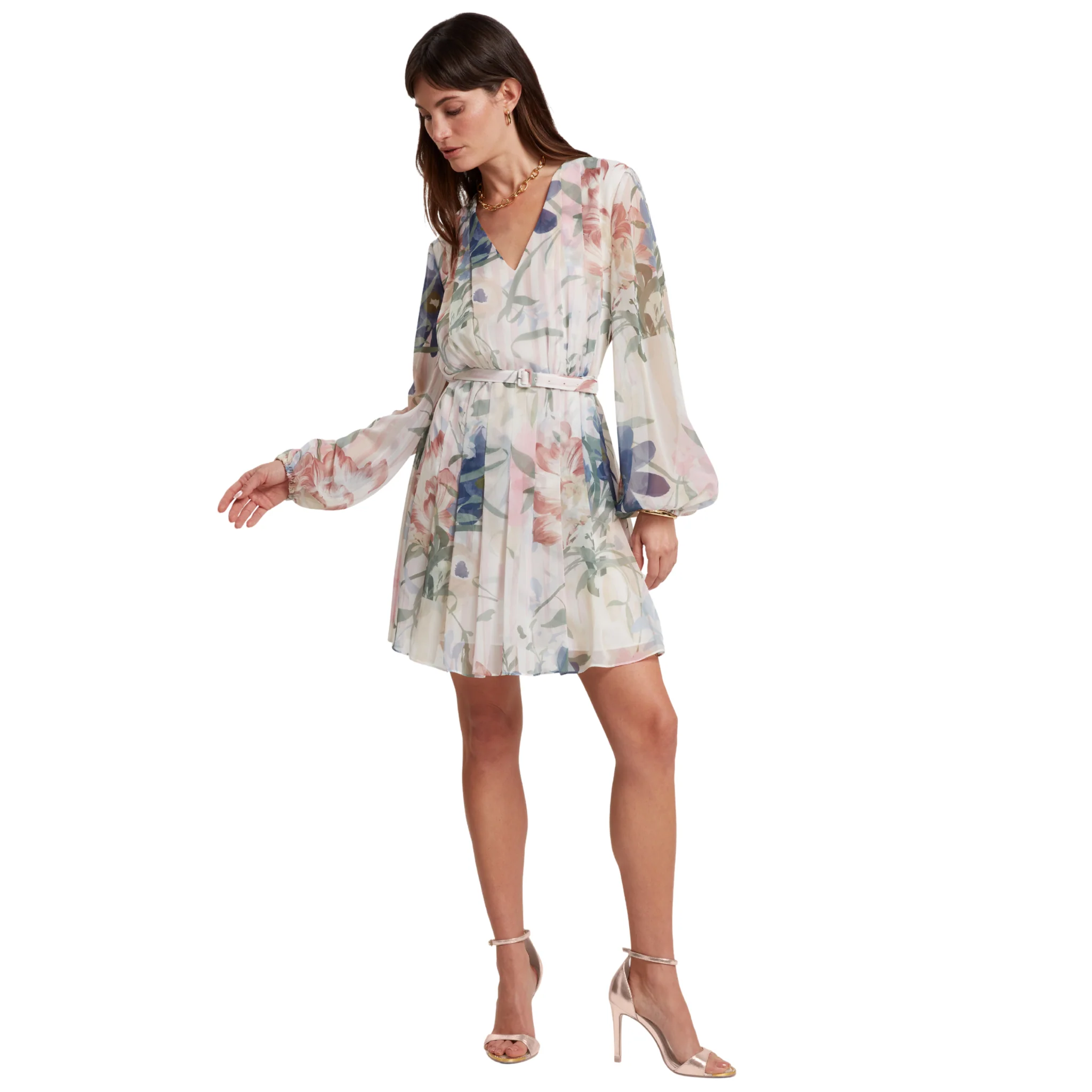 Womens Ted Baker Pink Malmia Pleated Mini Printed Dress - Image 2