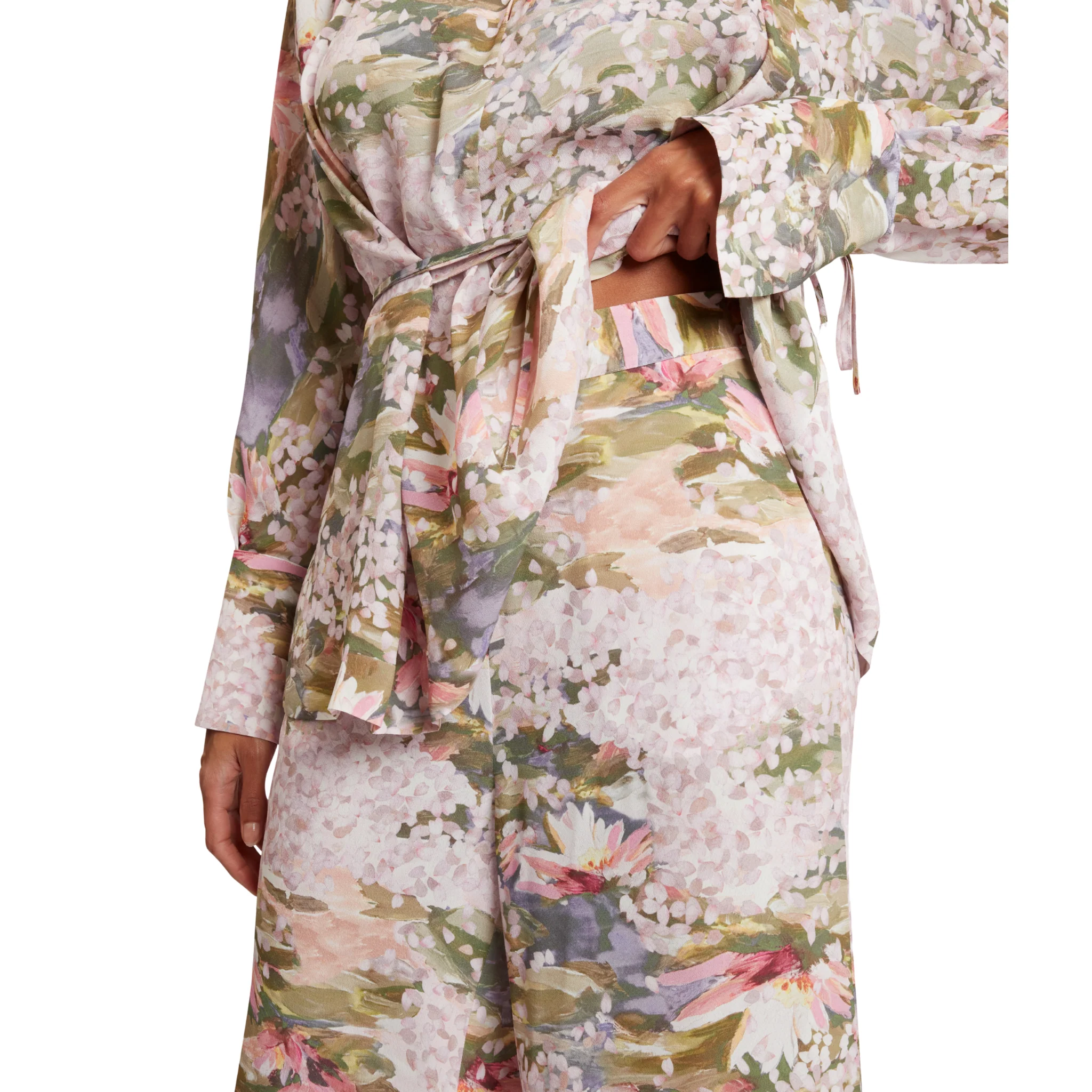 Womens Ted Baker Pink Spiree Wide Leg Printed Trousers - Image 4