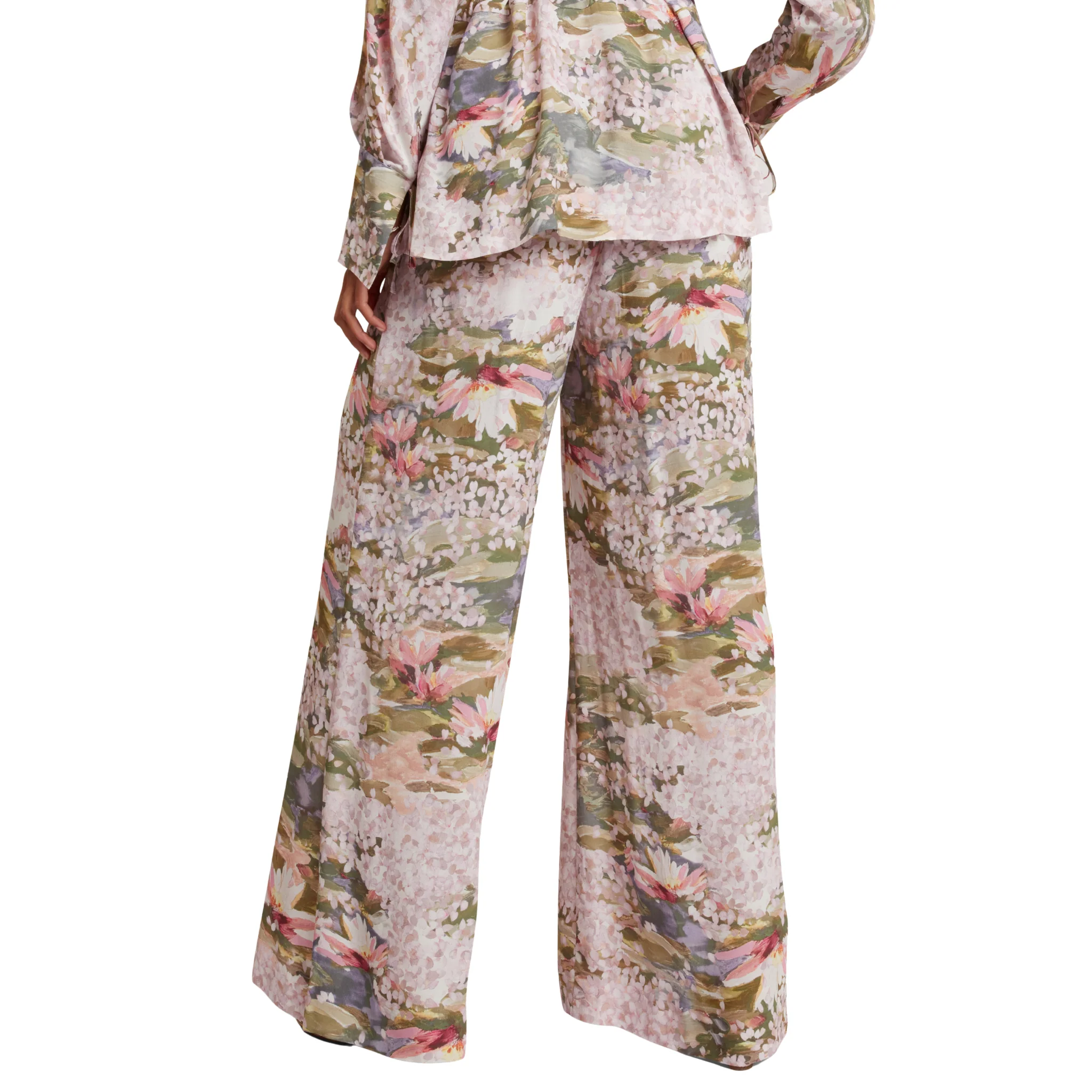 Womens Ted Baker Pink Spiree Wide Leg Printed Trousers - Image 6