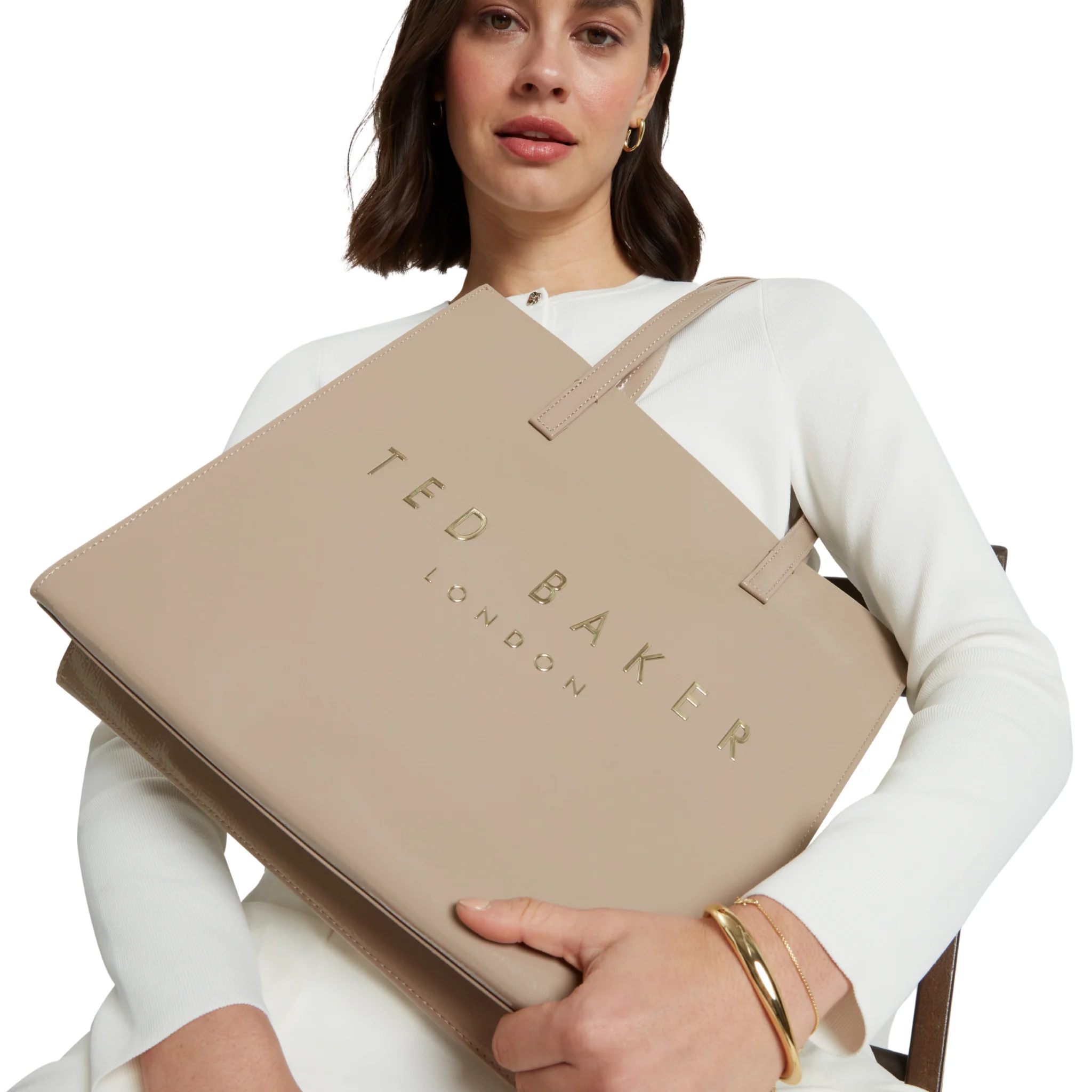 Womens Ted Baker Stone Crinkon Crinkle Large Icon Bag - Image 2