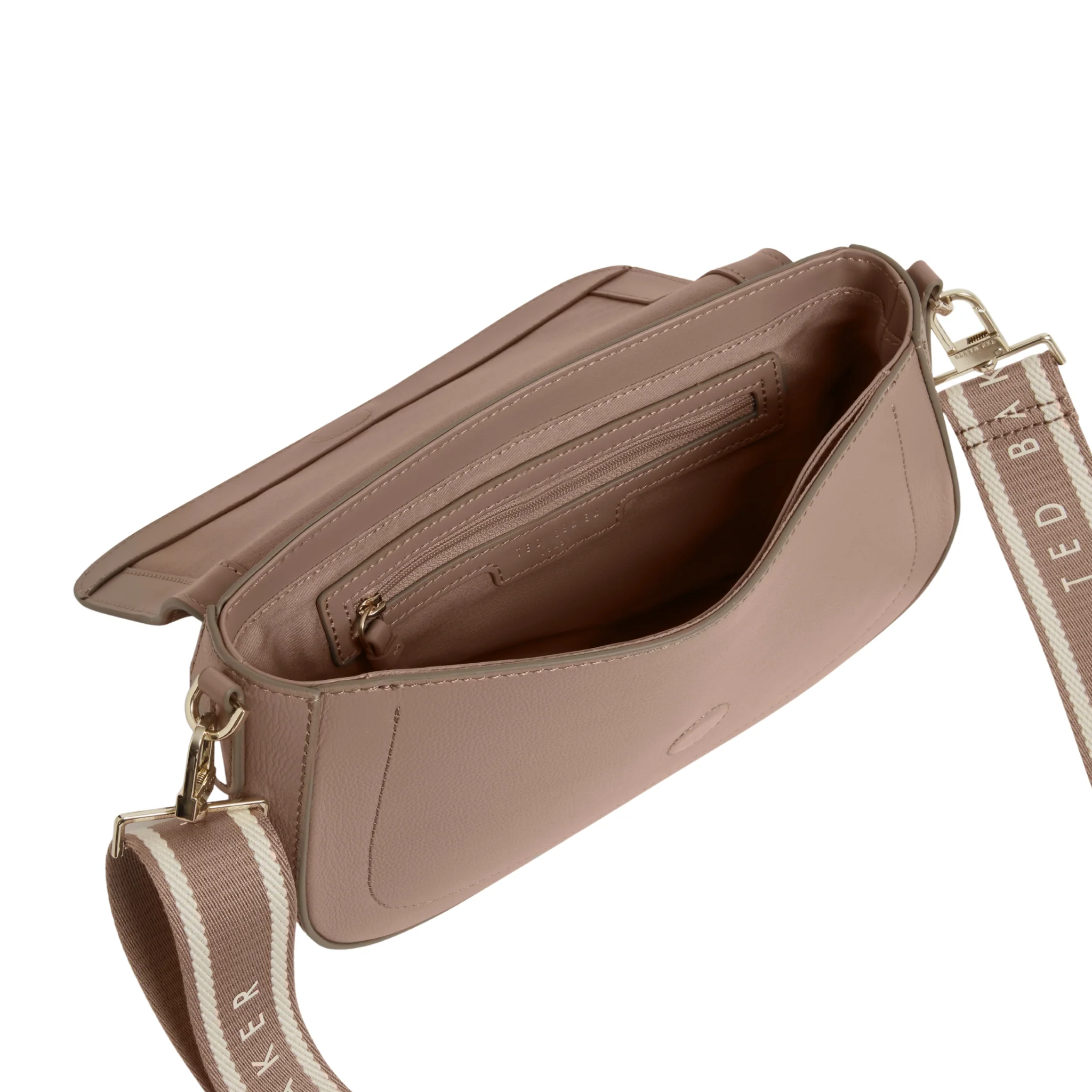 Womens Ted baker Taupe Louiize Webbing Strap Flapover Crossbody Bag - Image 4