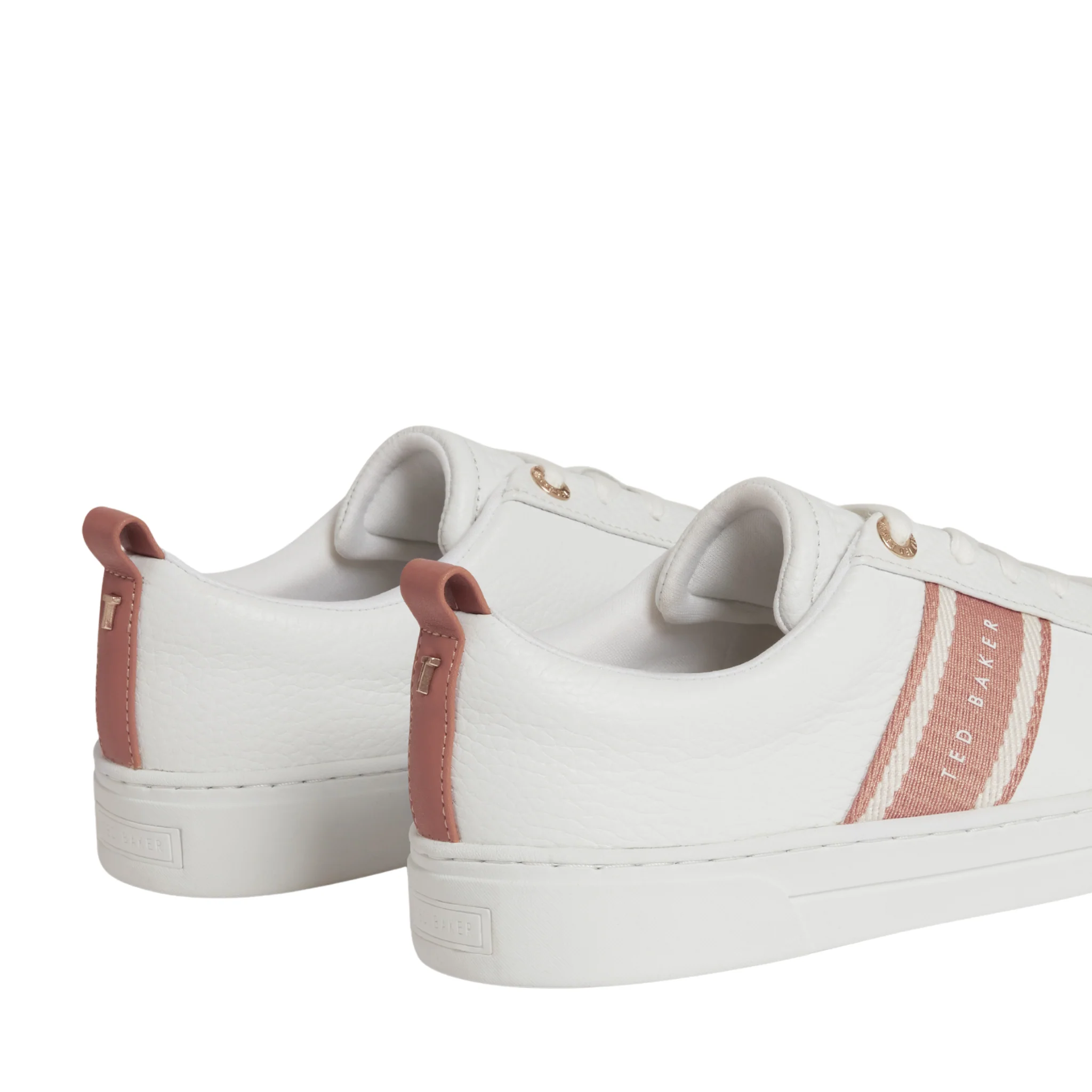Womens Ted Baker White/Brown Bailly Webbing Detail Trainers - Image 2