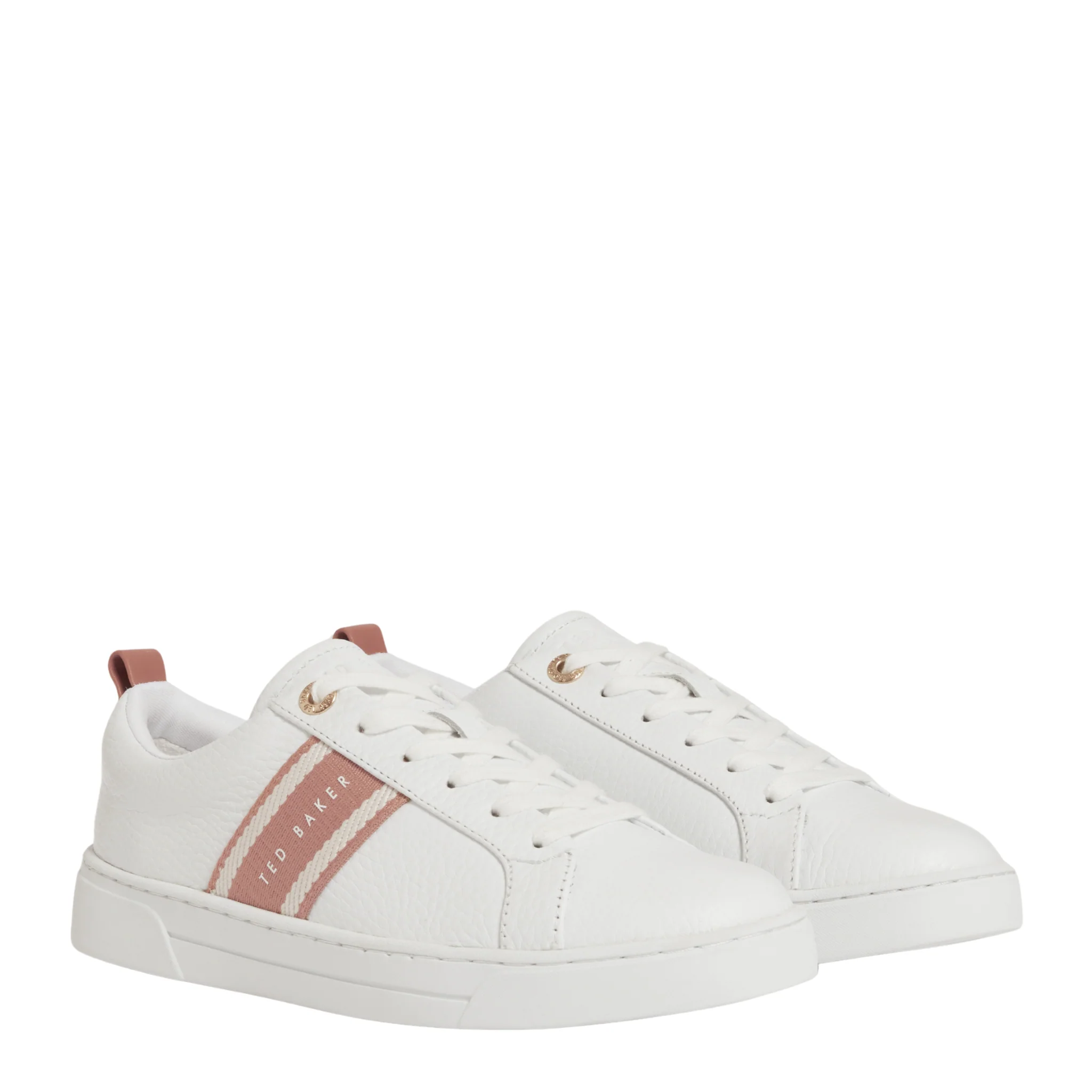 Womens Ted Baker White/Brown Bailly Webbing Detail Trainers - Image 4