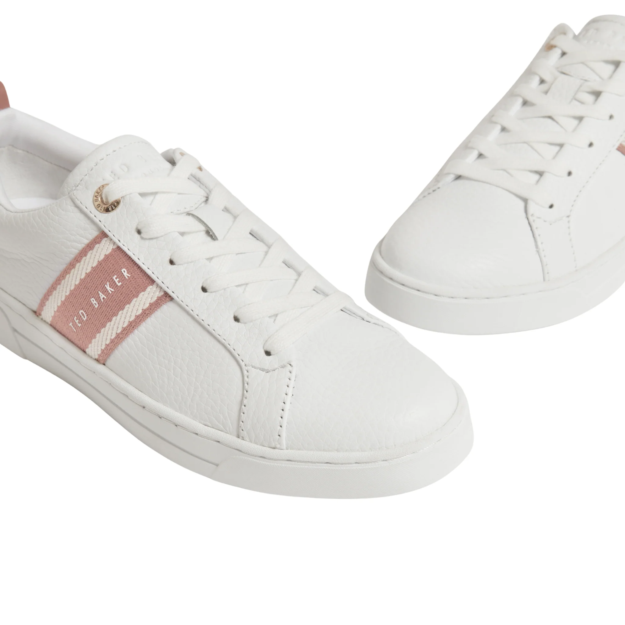 Womens Ted Baker White/Brown Bailly Webbing Detail Trainers - Image 5
