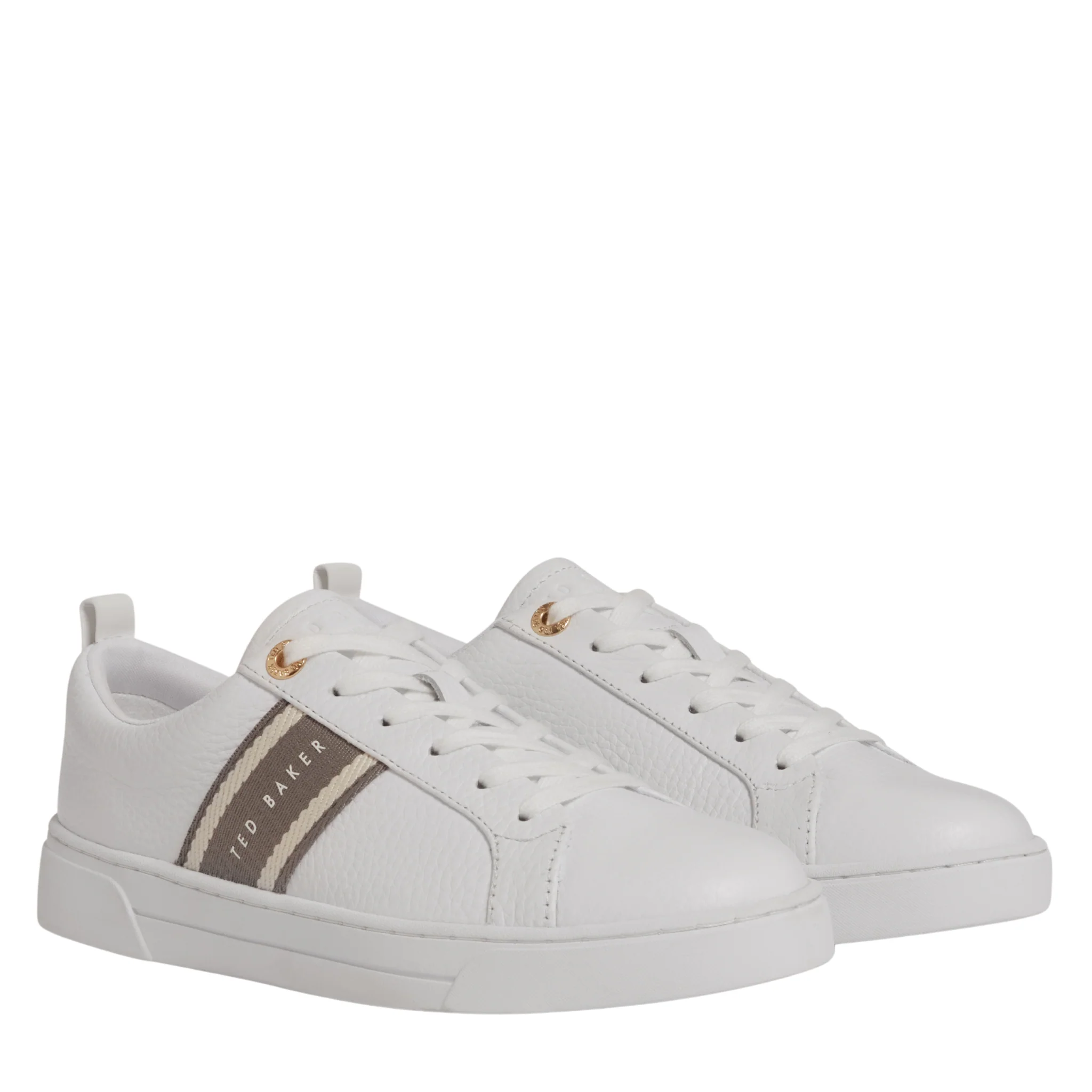 Womens Ted Baker White/Grey Bailly Webbing Detail Trainers - Image 2