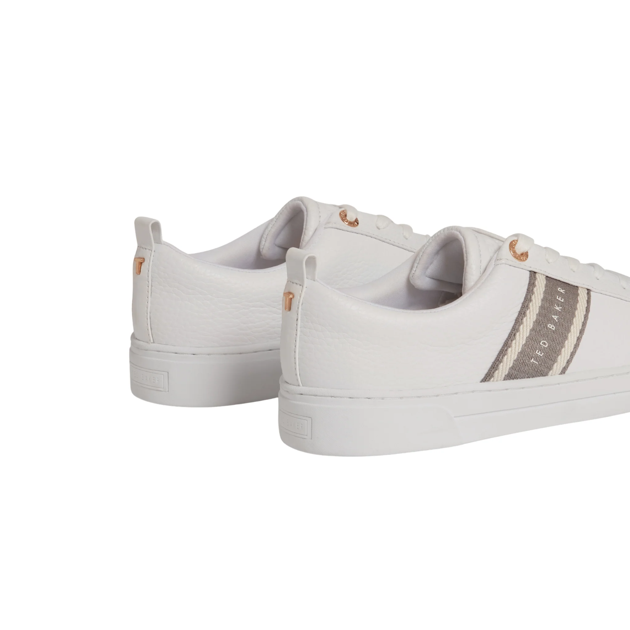 Womens Ted Baker White/Grey Bailly Webbing Detail Trainers - Image 3