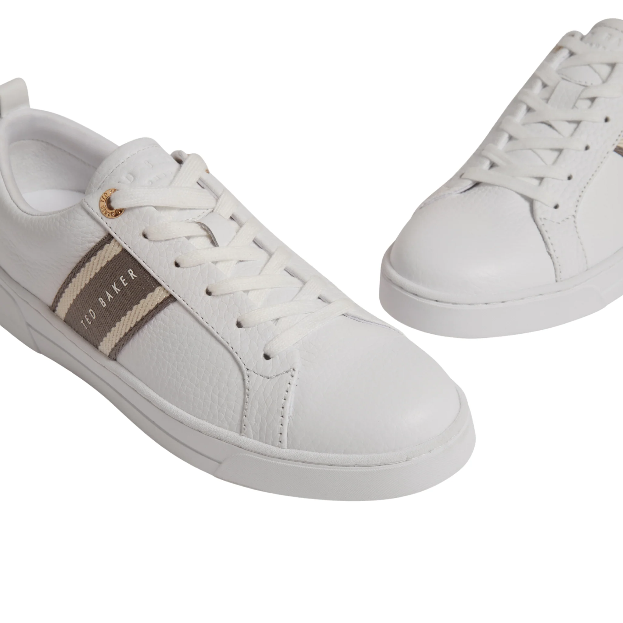 Womens Ted Baker White/Grey Bailly Webbing Detail Trainers - Image 4