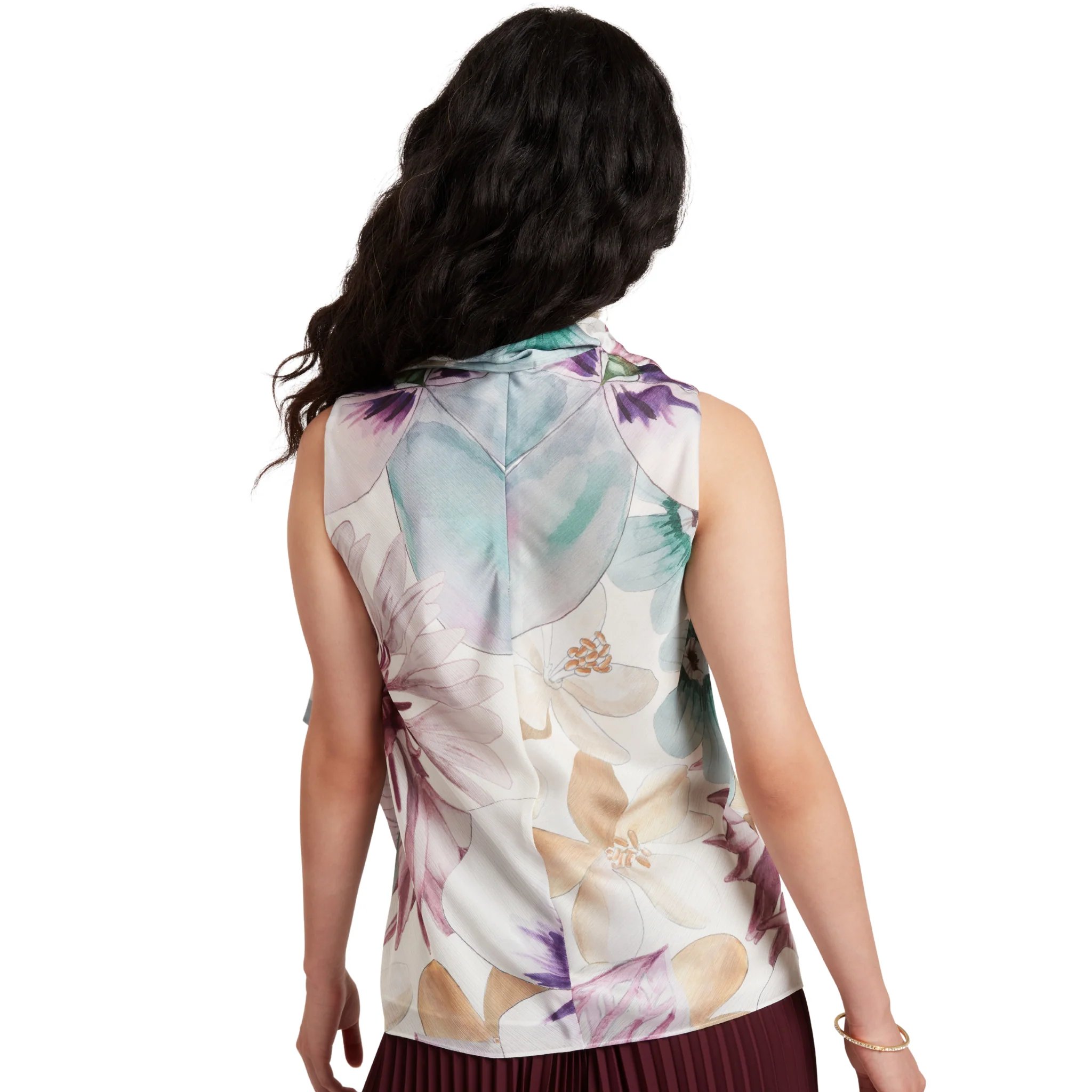 Womens Ted Baker White Print Auvea Neck Tie Sleeveless Top - Image 5