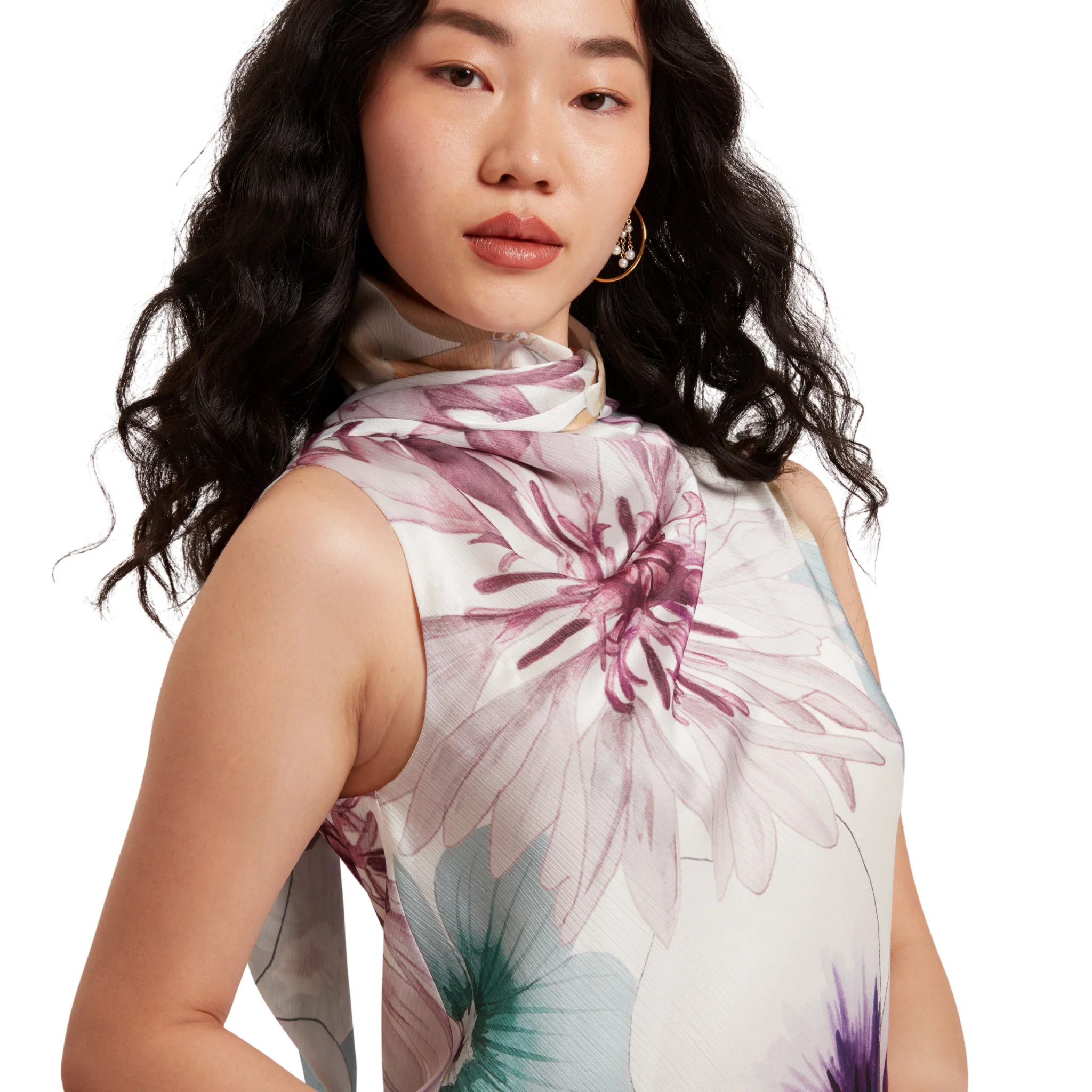 Womens Ted Baker White Print Harrpur Neck Tie Midi Dress - Image 4