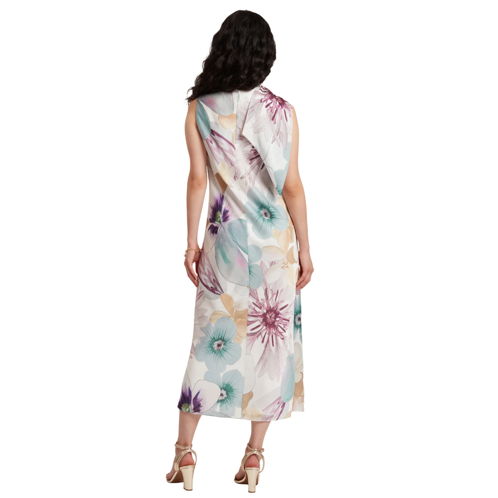 Womens Ted Baker White Print Harrpur Neck Tie Midi Dress - Image 5