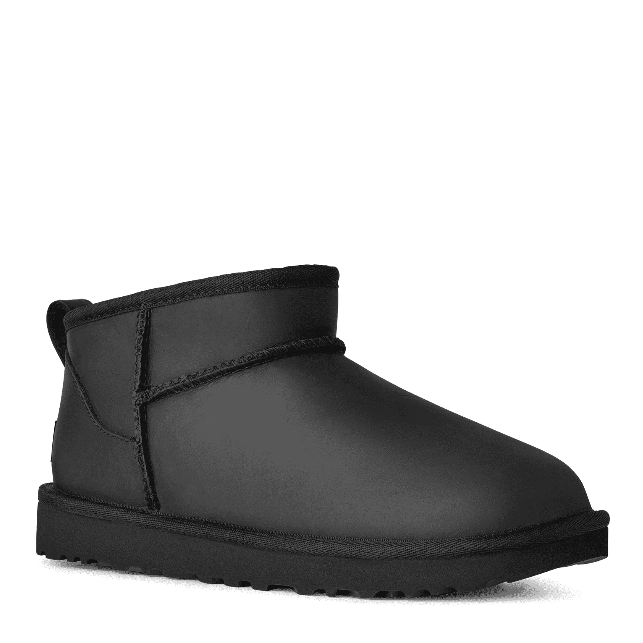 Womens UGG Black Classic Ultra Mini Leather Boots - Image 2