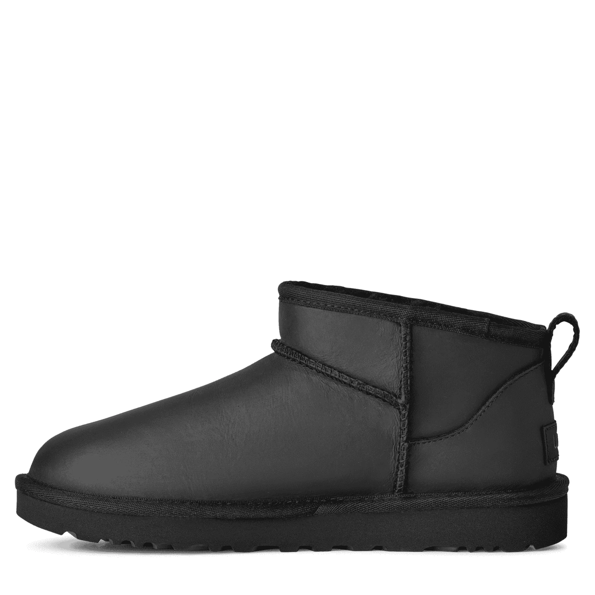Womens UGG Black Classic Ultra Mini Leather Boots - Image 3