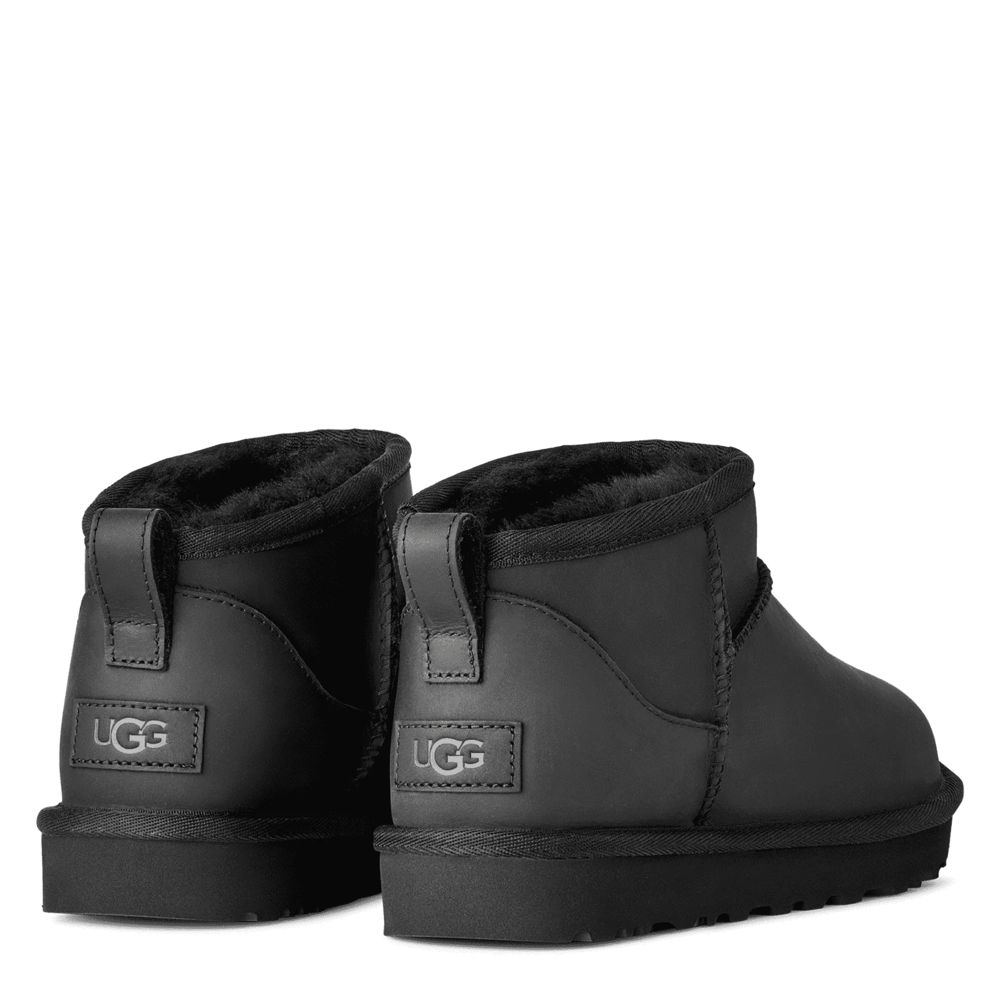 Womens UGG Black Classic Ultra Mini Leather Boots - Image 4