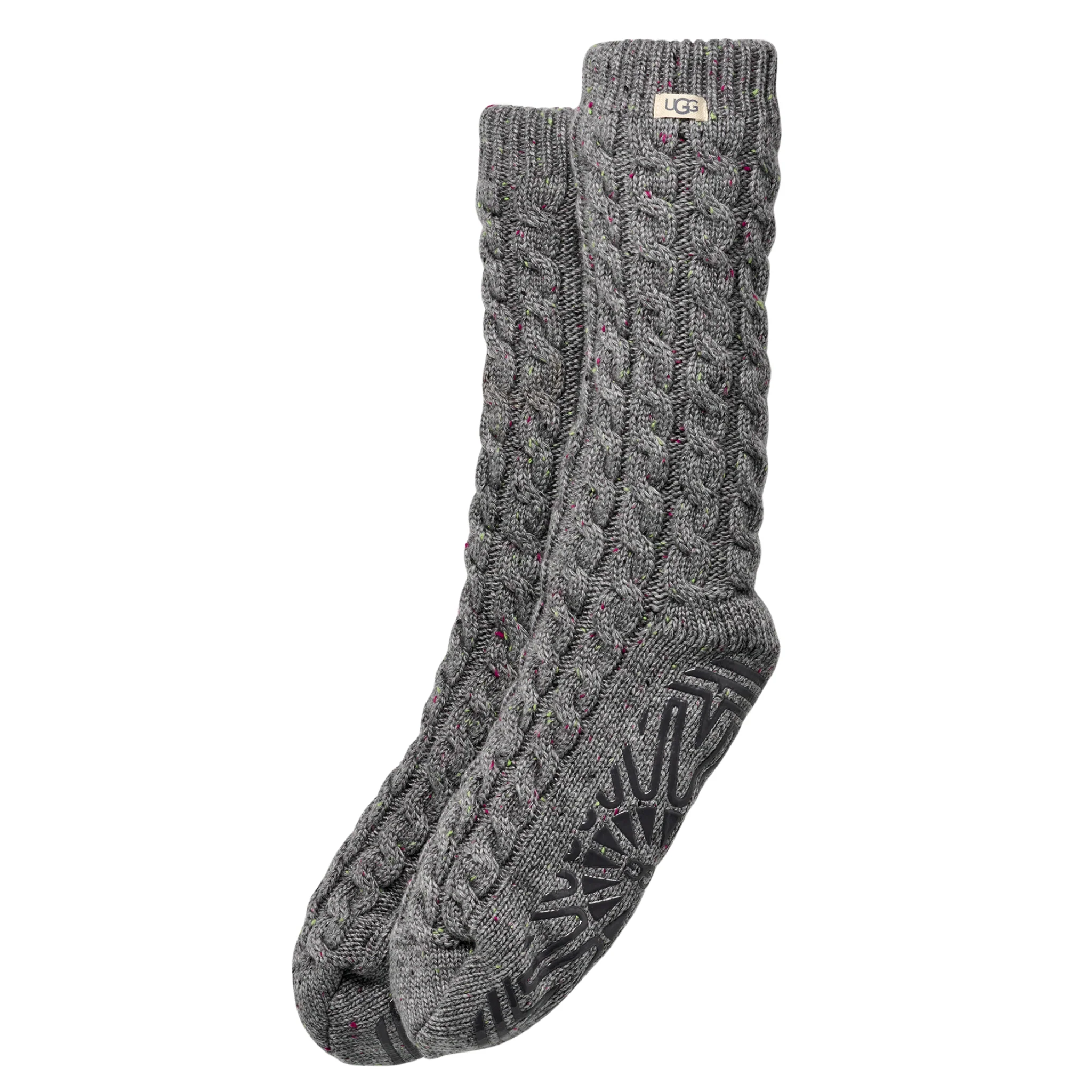 Womens UGG Charcoal Heather Confetti Elowyn Cable Knit Socks - Image 2