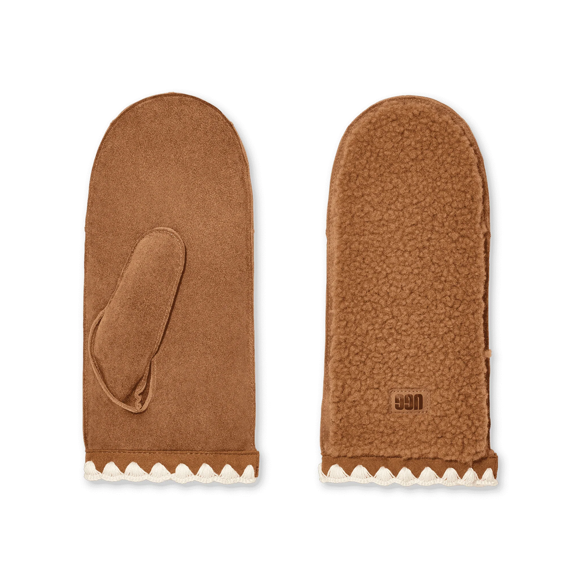 Womens UGG Chestnut UGGFluff Scalloped Mittens - Image 2