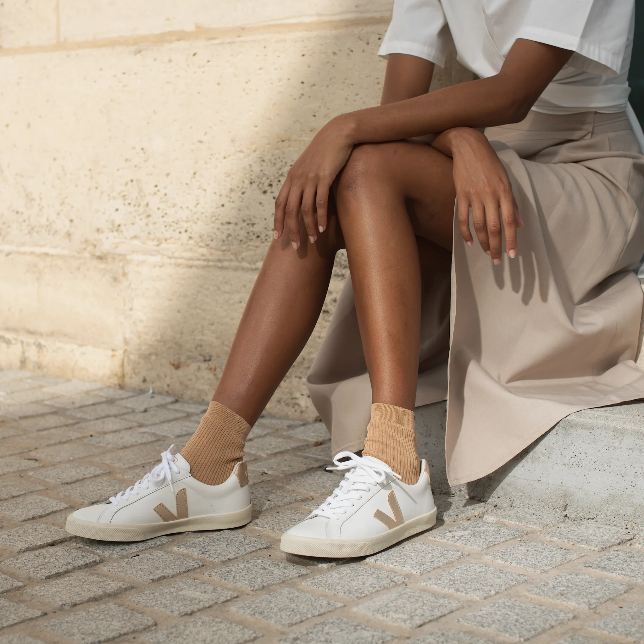 Womens VEJA Extra White/Platine Esplar Logo Leather Trainers - Image 3