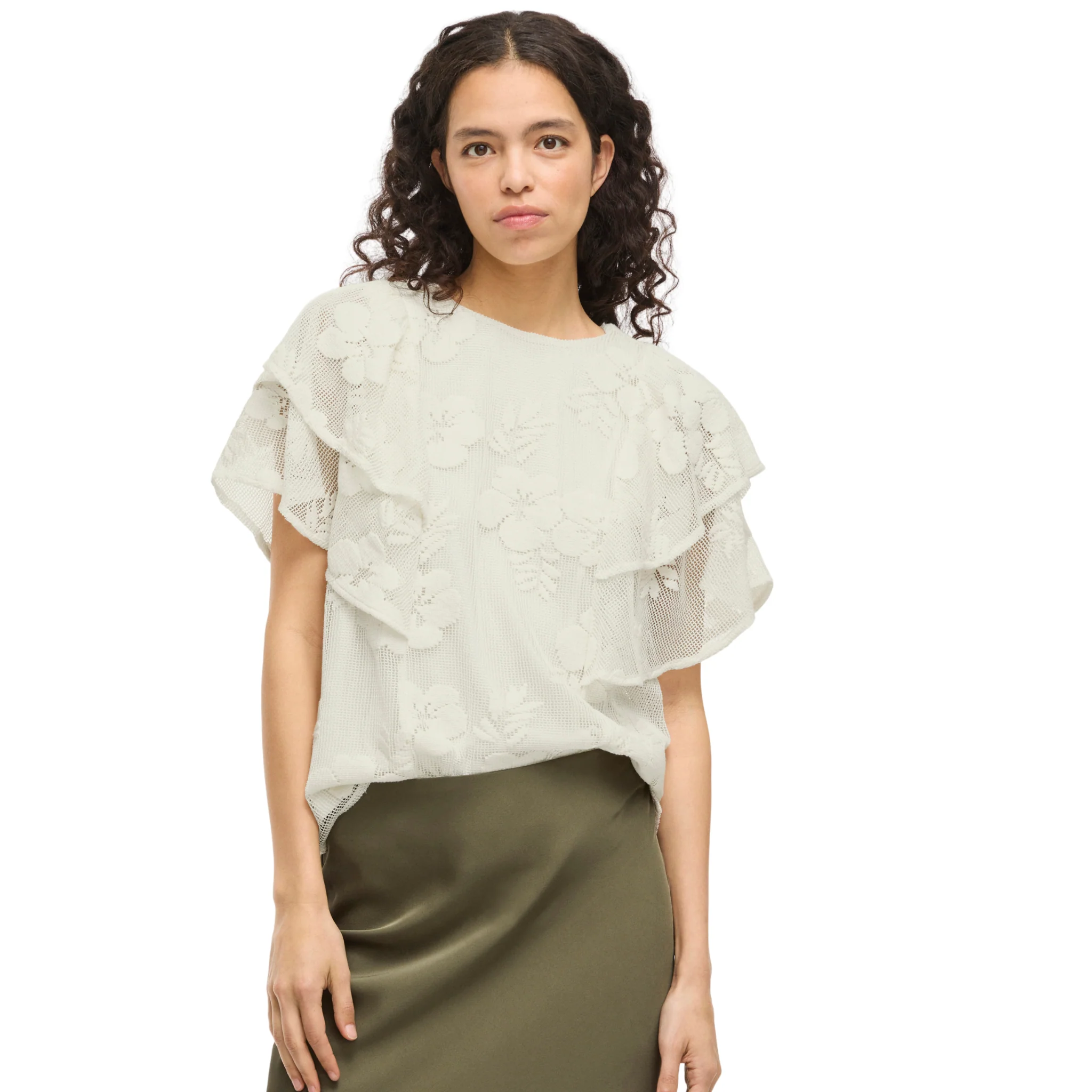 Womens Vila Birch Vihola Lace S/s Top - Image 4