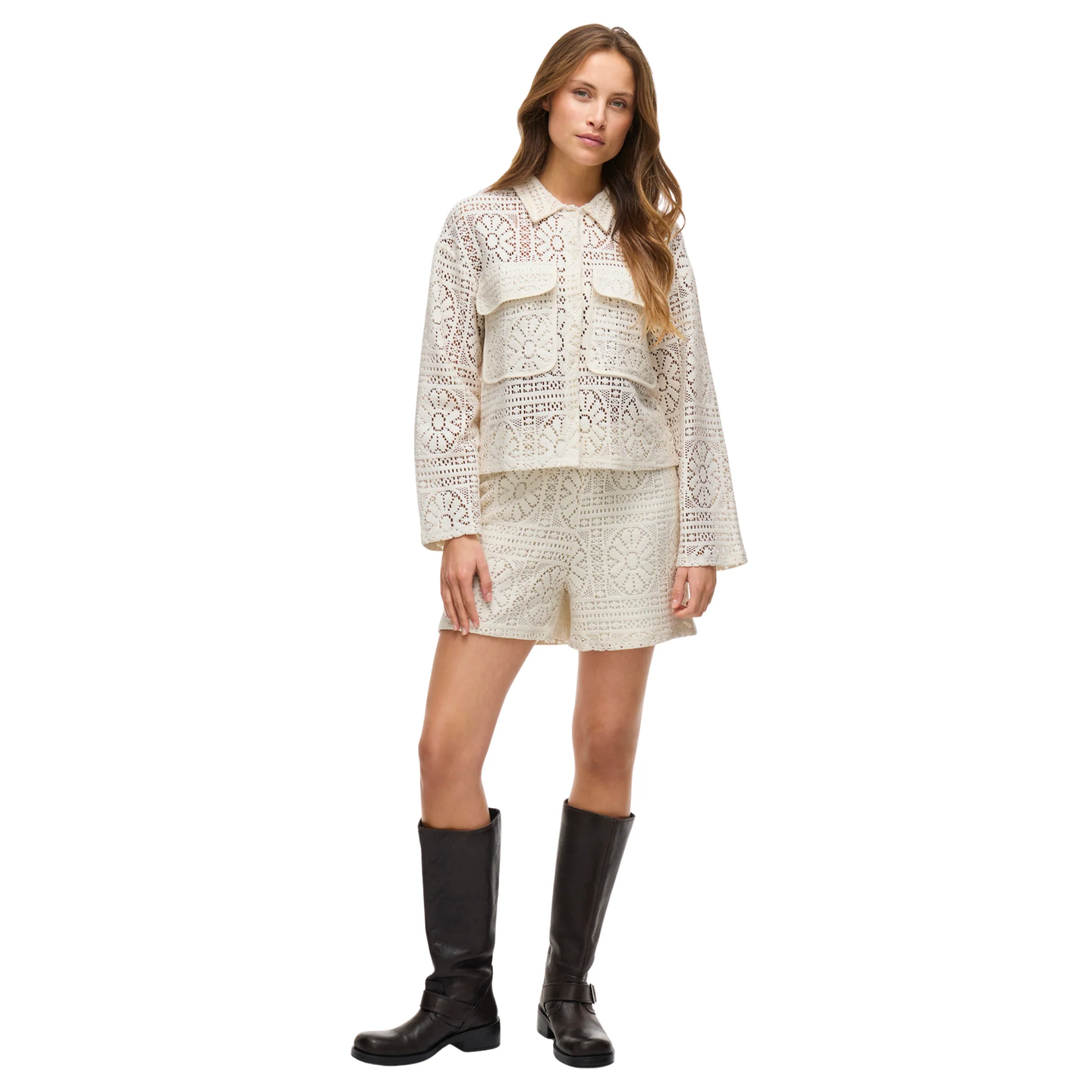 Womens Vila Birch Vimerinda Crochet Shirt Jacket - Image 4