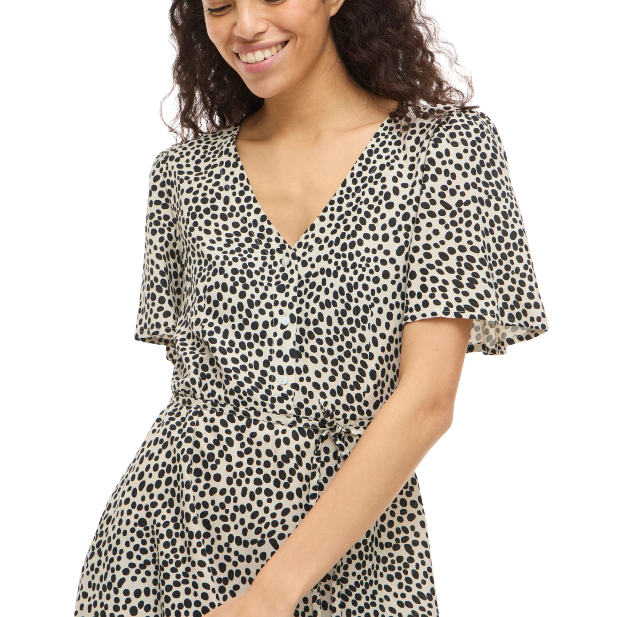 Womens Vila Black Beauty Printed Vigrace V Neck Short Dress - Image 3
