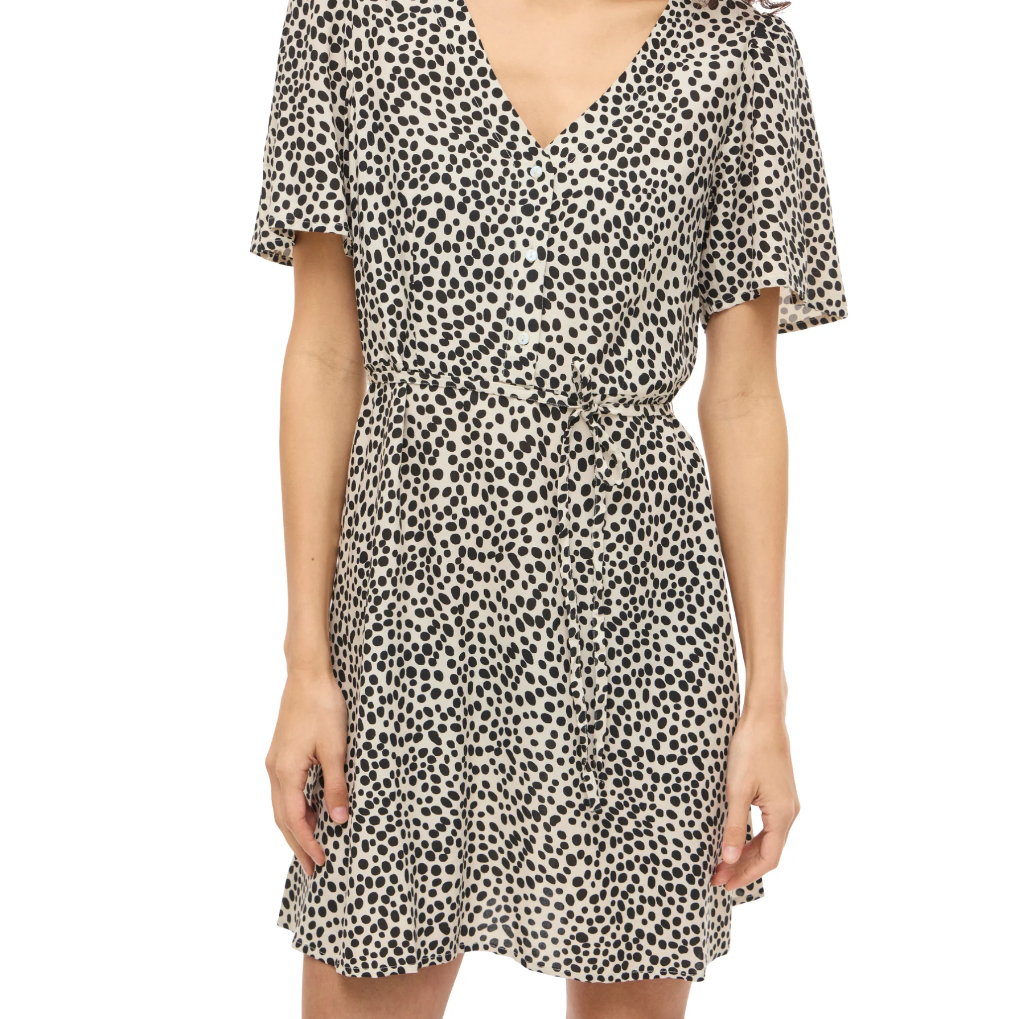 Womens Vila Black Beauty Printed Vigrace V Neck Short Dress - Image 4