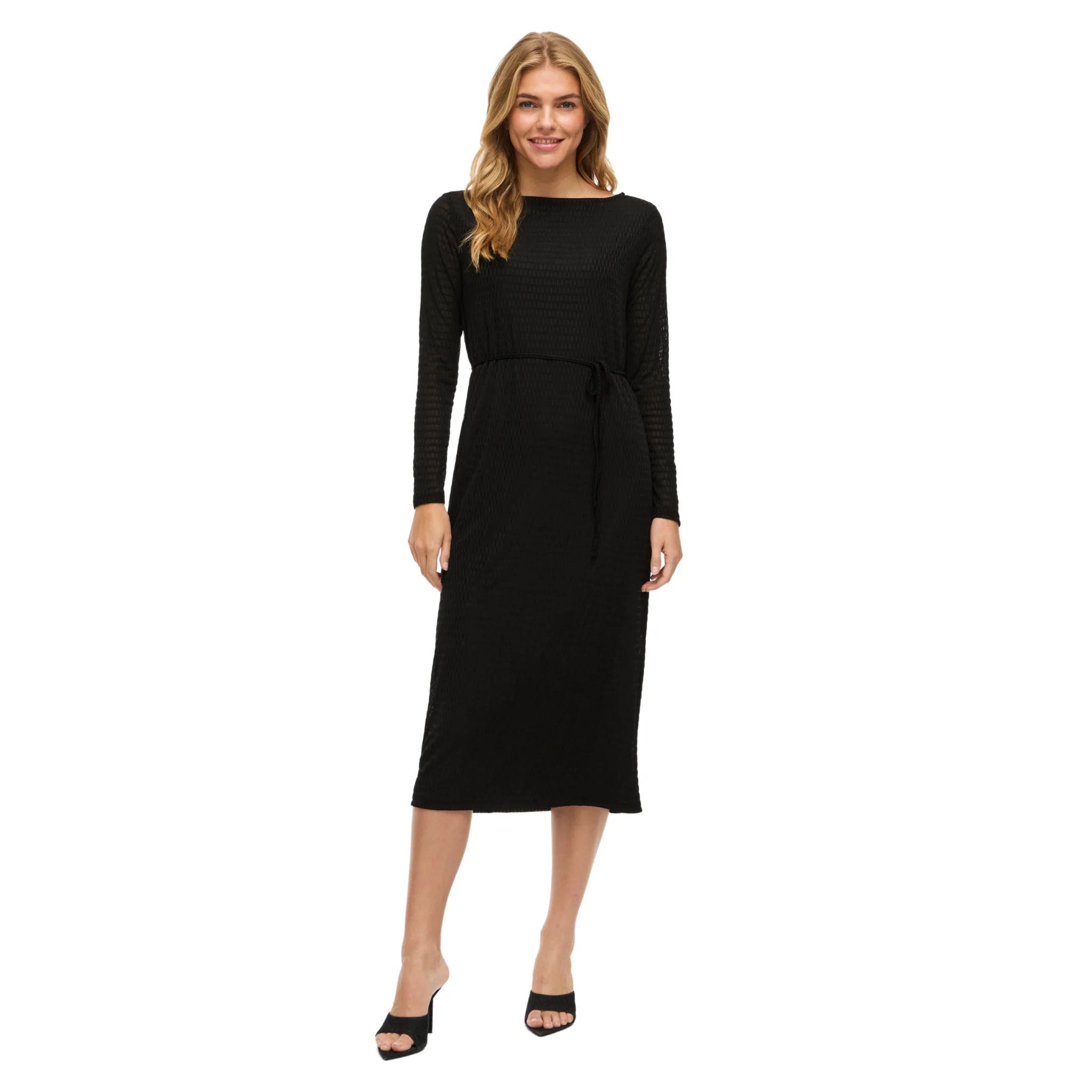 Womens Vila Black Beauty Vilarine Boat Neck Midi Dress - Image 3