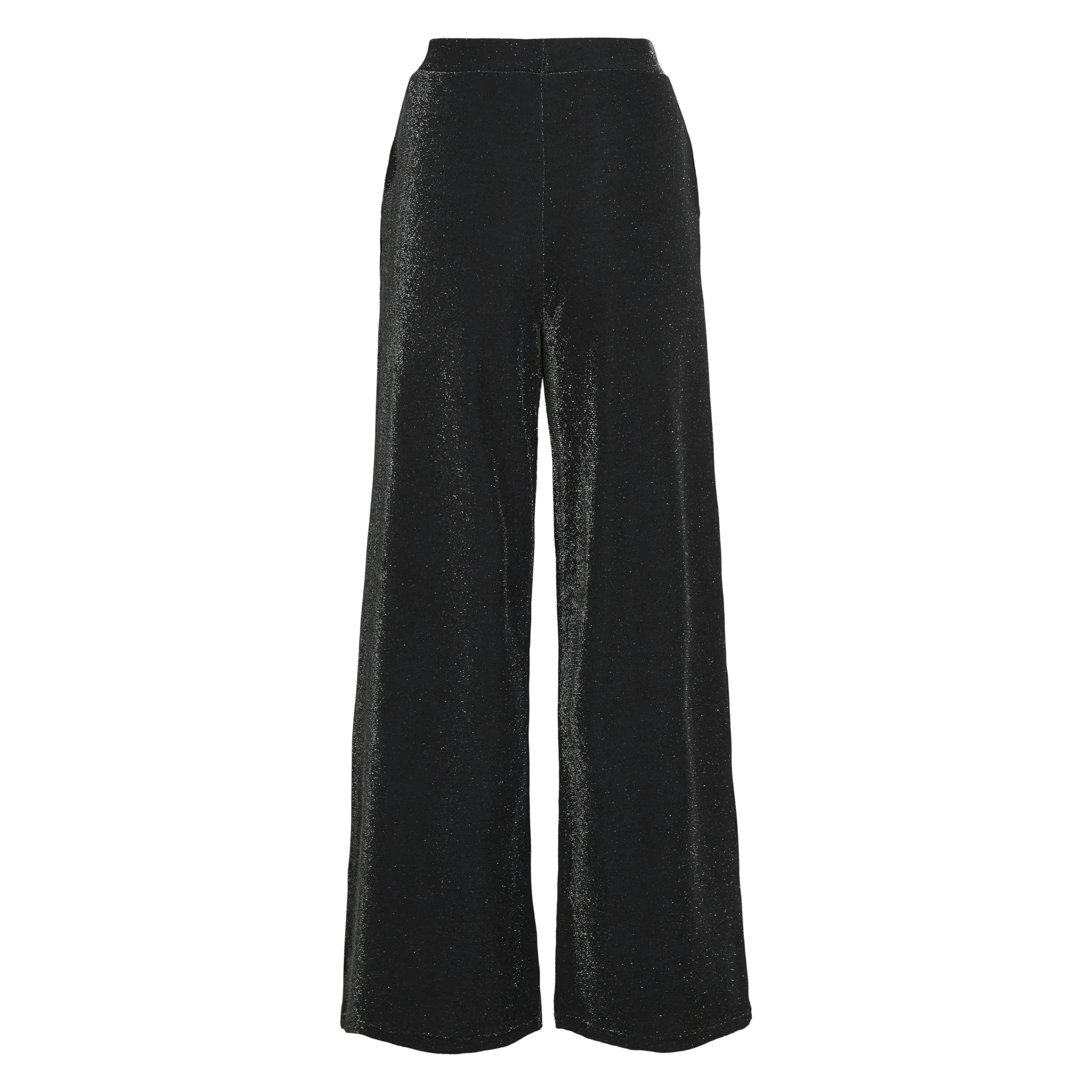 Womens Vila Black/Silver Glitter Vieleinas Wide Pants - Image 3