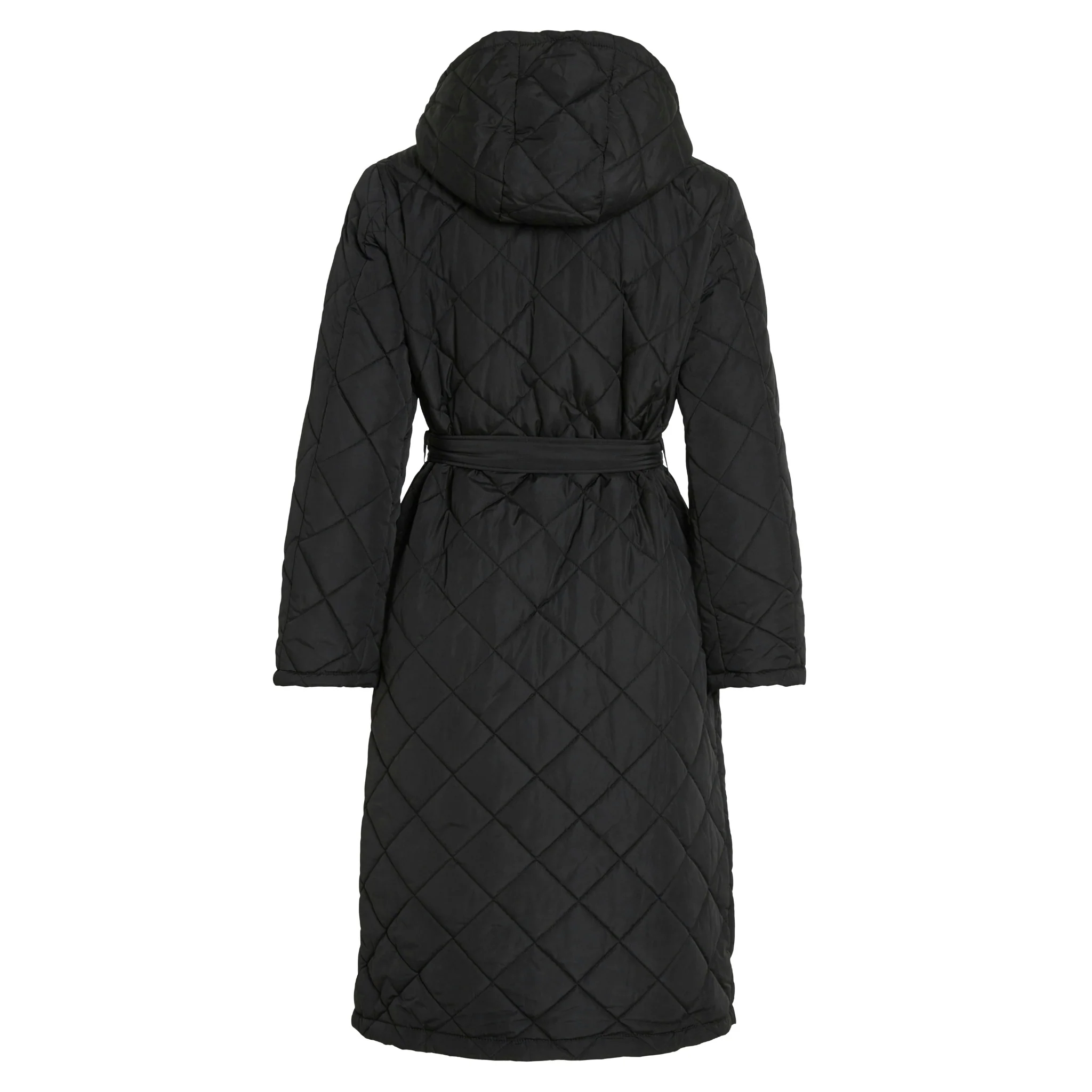 Womens Vila Black Vikante Quilted Long Coat - Image 6