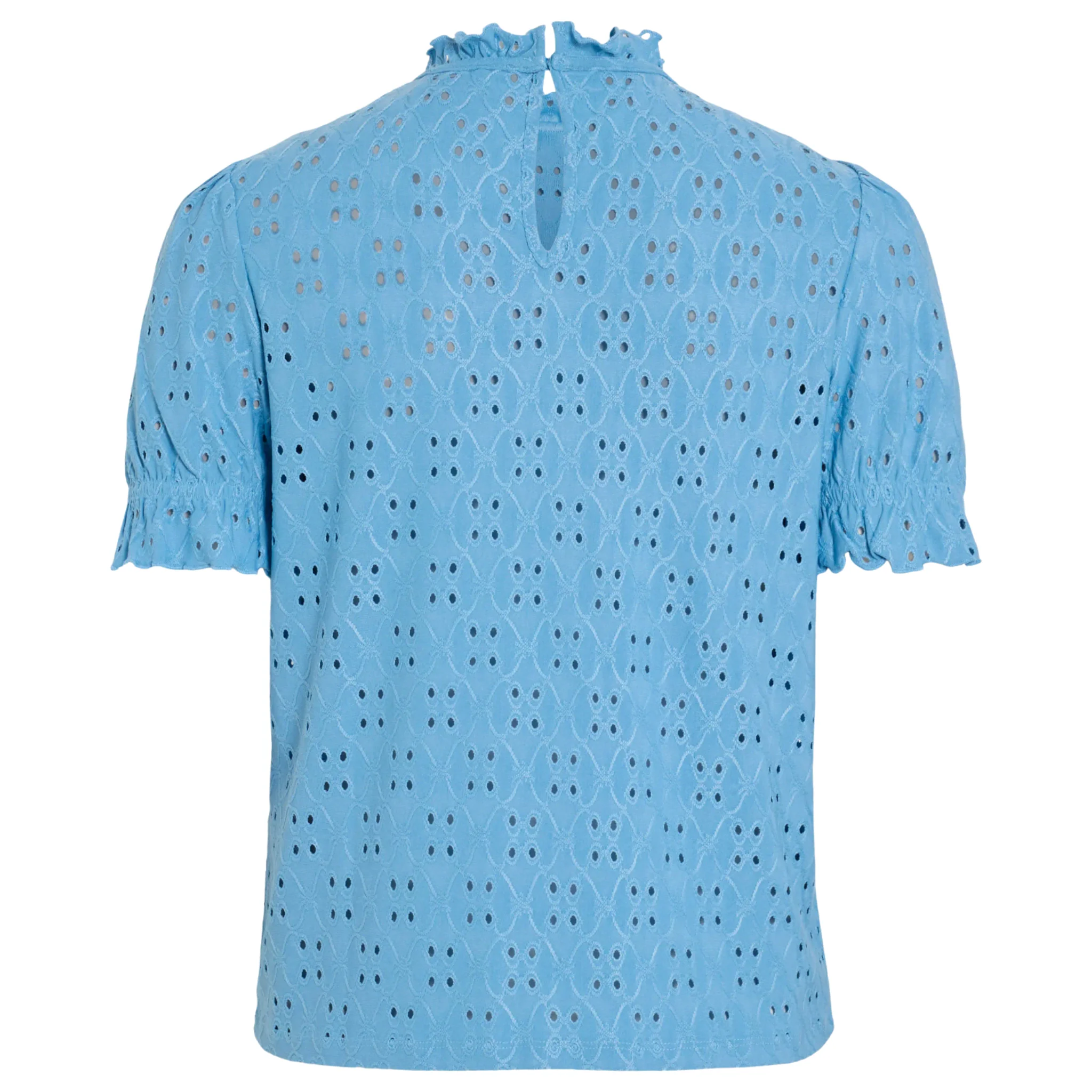 Womens Vila Blissful Blue Vikawa Flounce S/s Top - Image 2