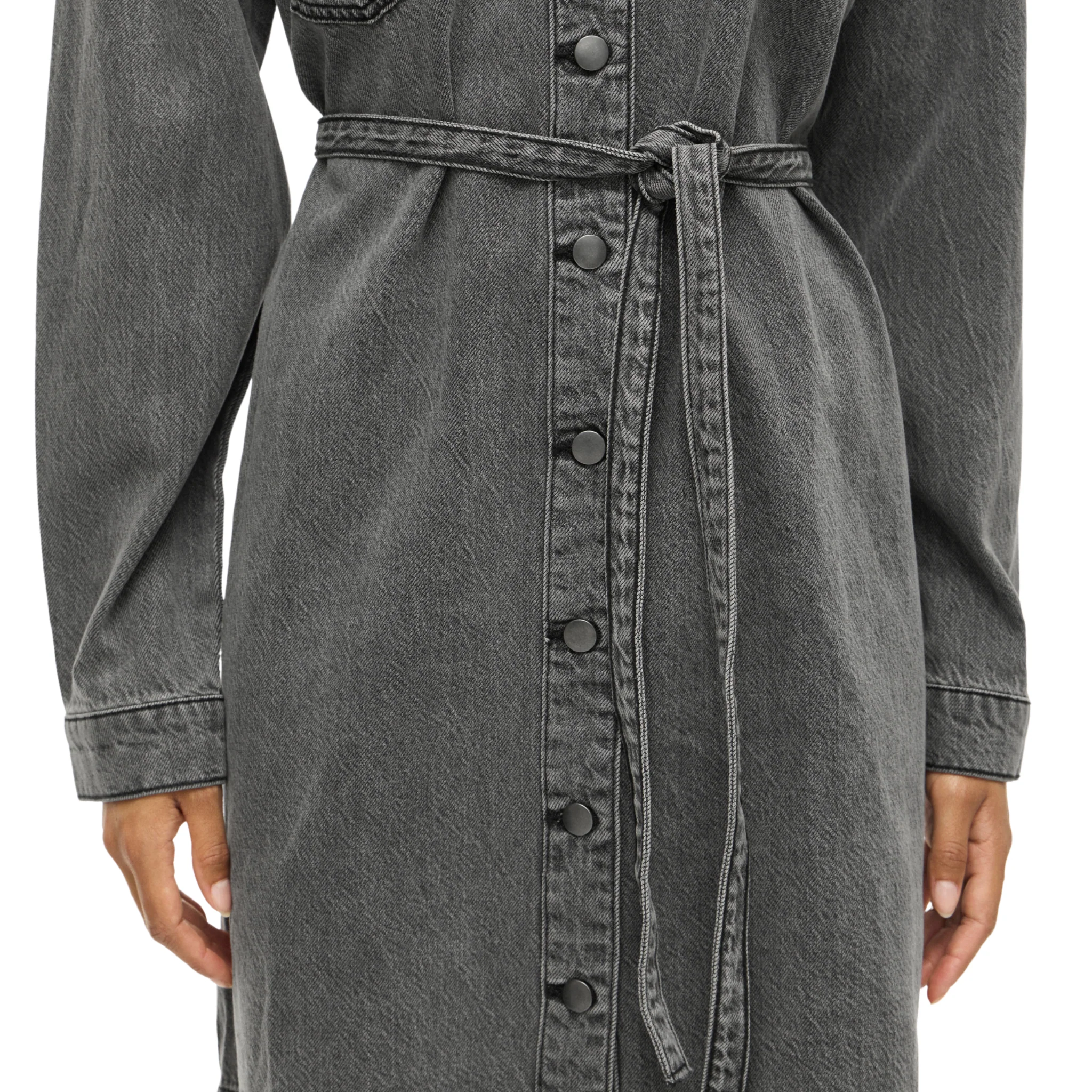 Womens Vila Dark Grey Vikiki Denim Shirt Dress - Image 4