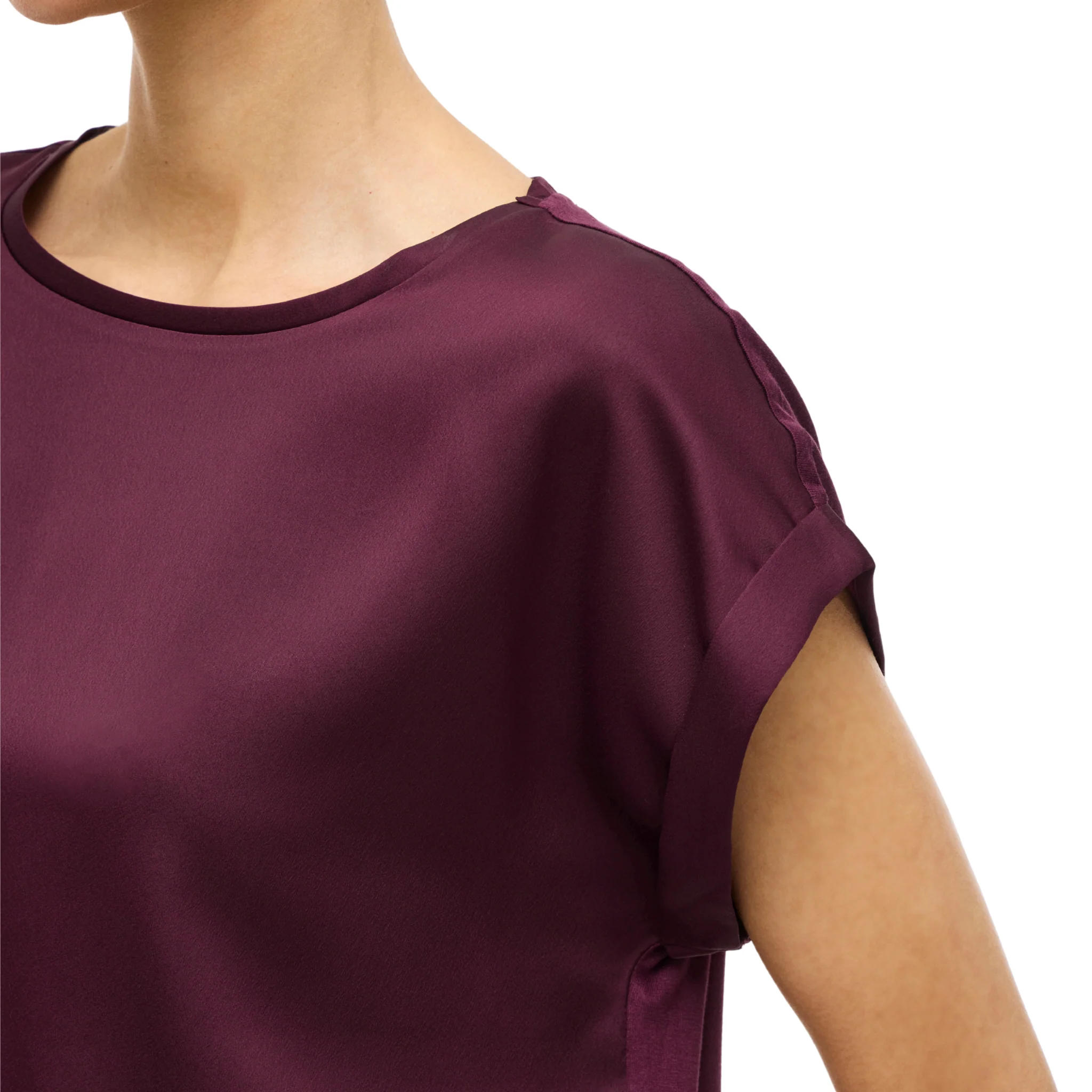Womens Vila Fig Viellette Satin S/s T Shirt - Image 2