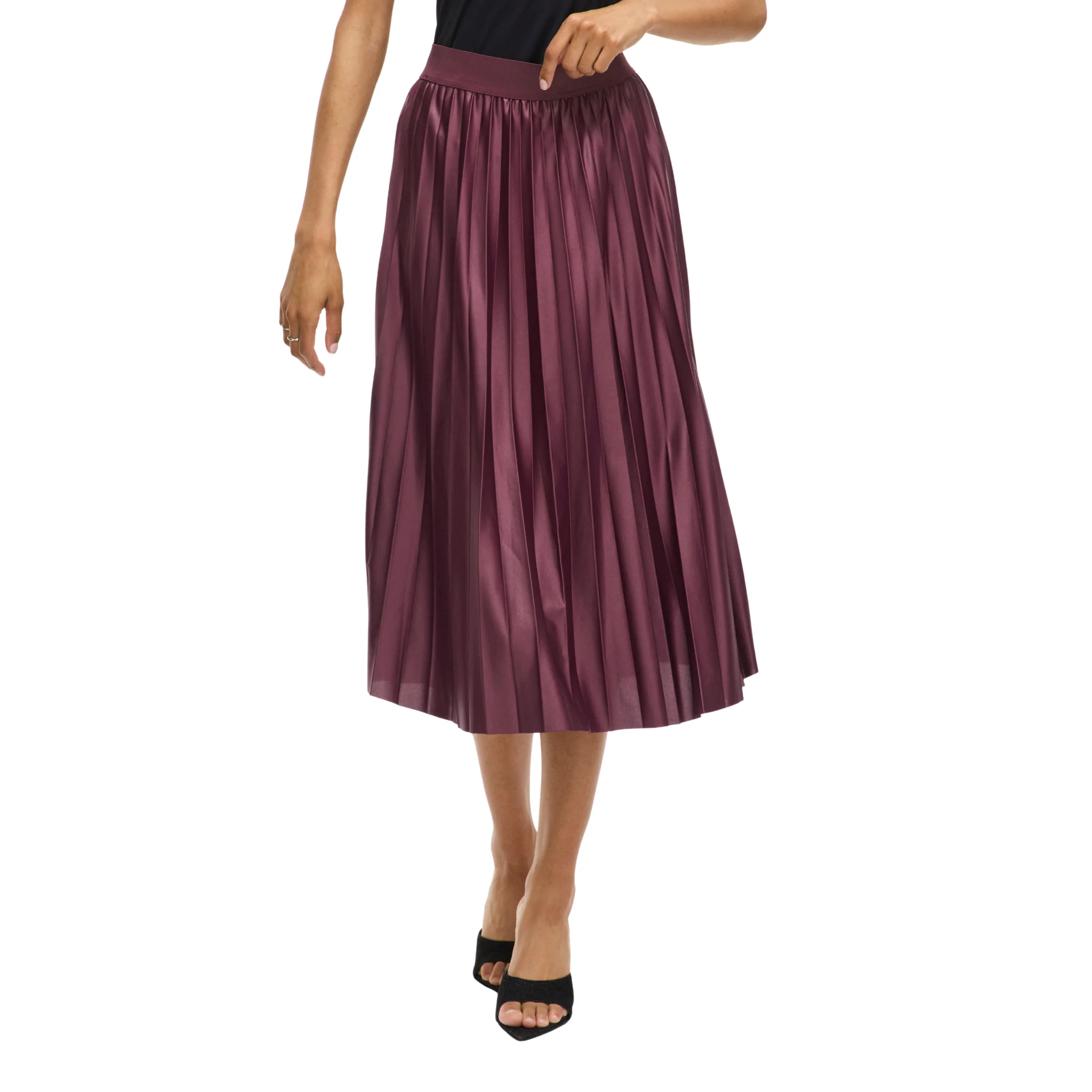 Womens Vila Fig Vinitban Pleated Midi Skirt - Image 2