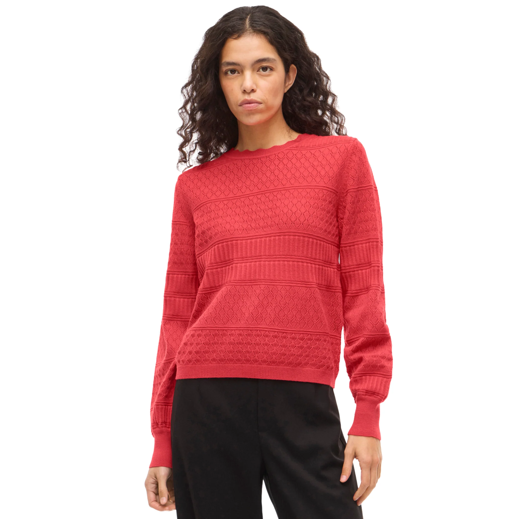 Womens Vila Hibiscus Pointelle Knit Jumper - Image 3