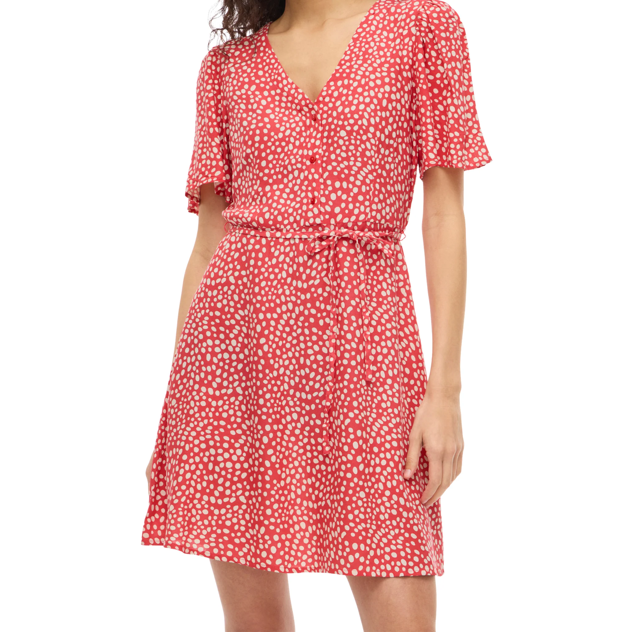 Womens Vila Hibiscus Printed Vigrace V Neck Short Dress - Image 4