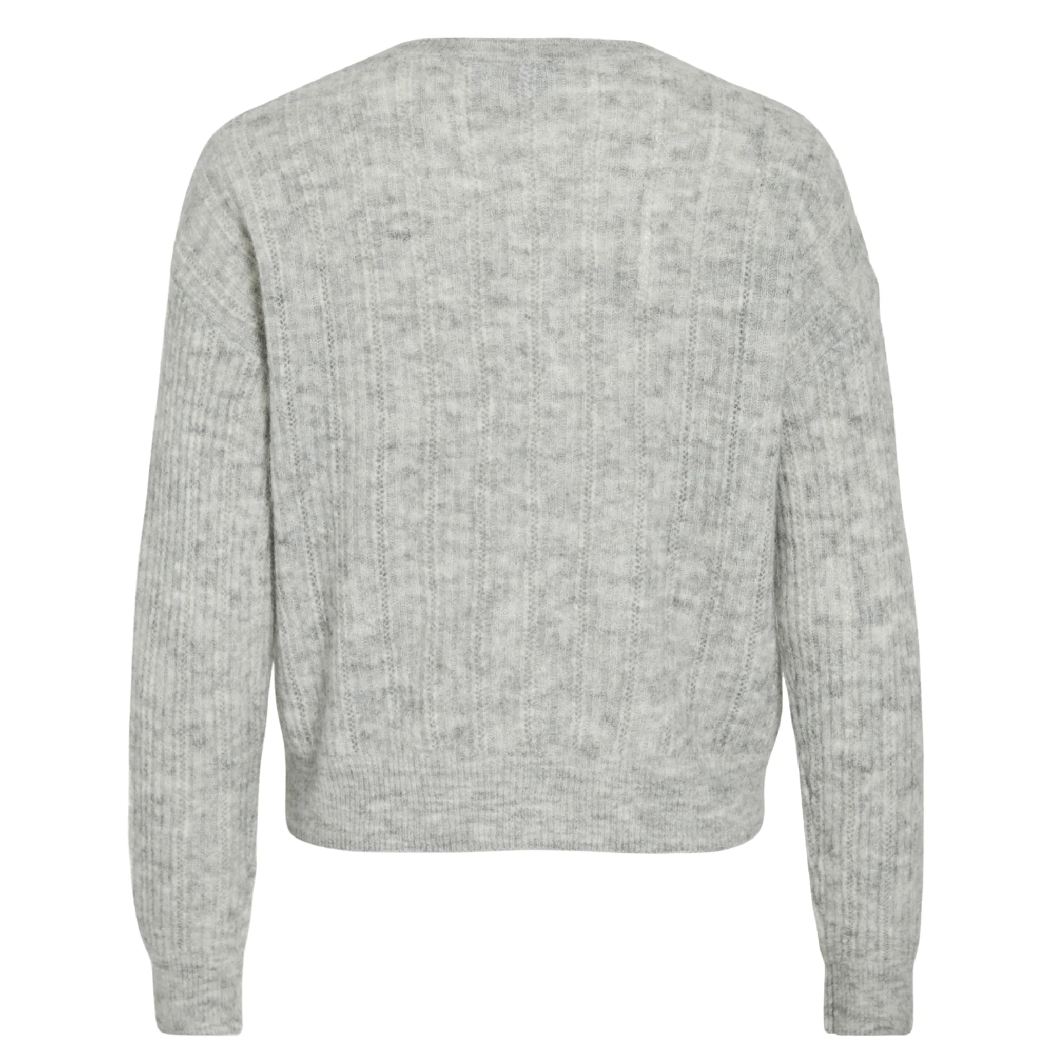 Womens Vila Light Grey Vipretty Pointelle Cardigan - Image 2