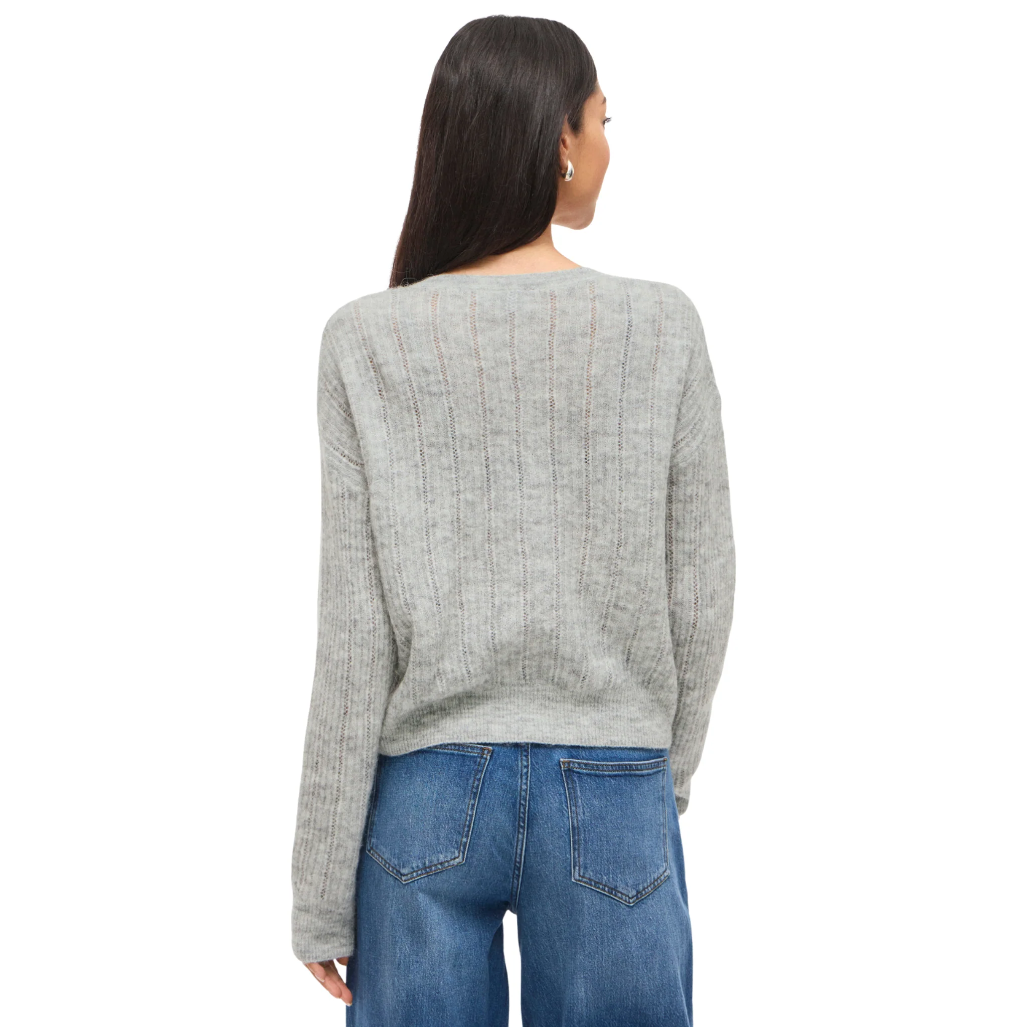 Womens Vila Light Grey Vipretty Pointelle Cardigan - Image 5